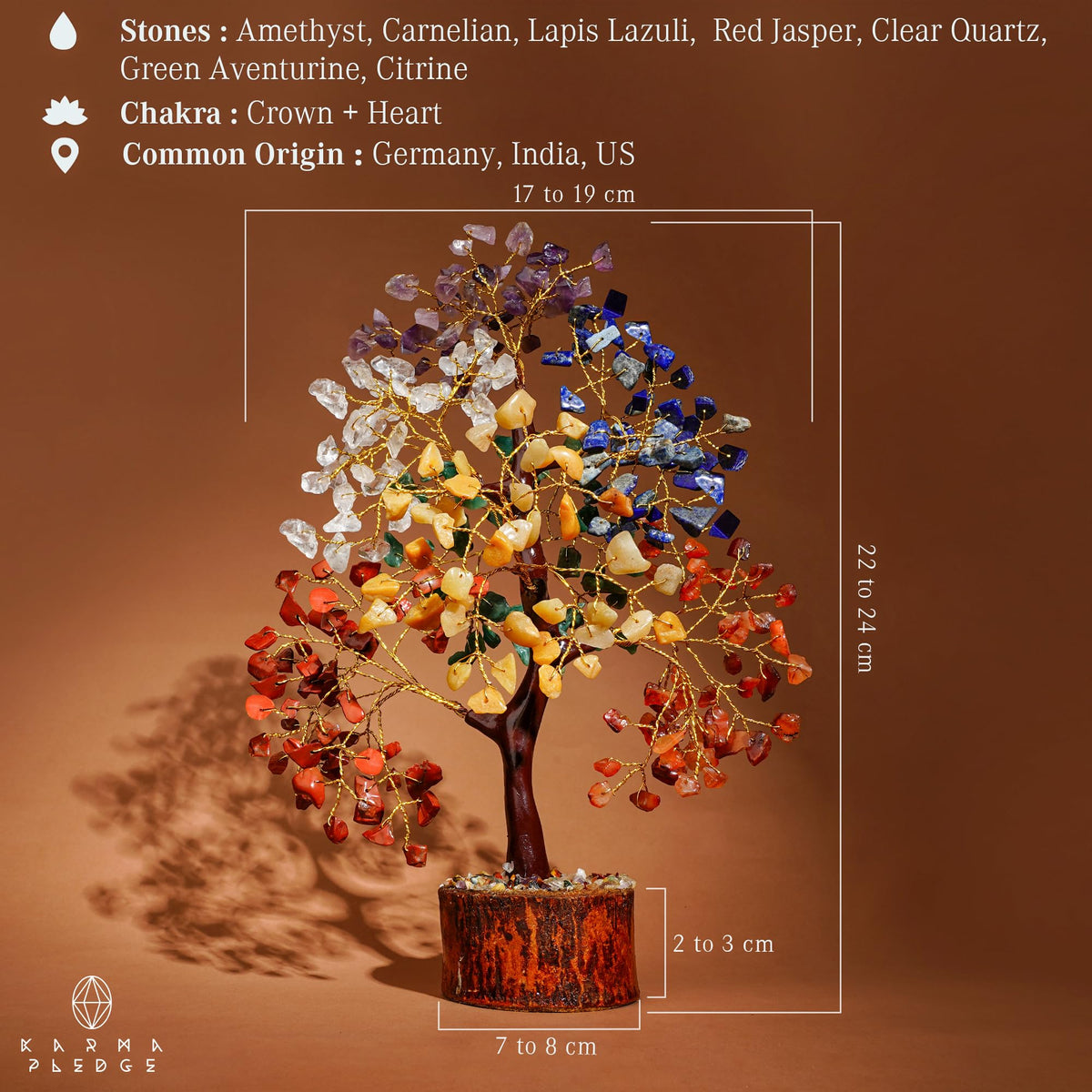 KARMAPLEDGE 7 Chakra Tree of Life for Manifestation Unique Birthday Gifts for Women, Men, Friends, Handmade Home Office Decor Healing Crystal Tree for Money, Reiki, Good Luck, for Her, Mom & Dad