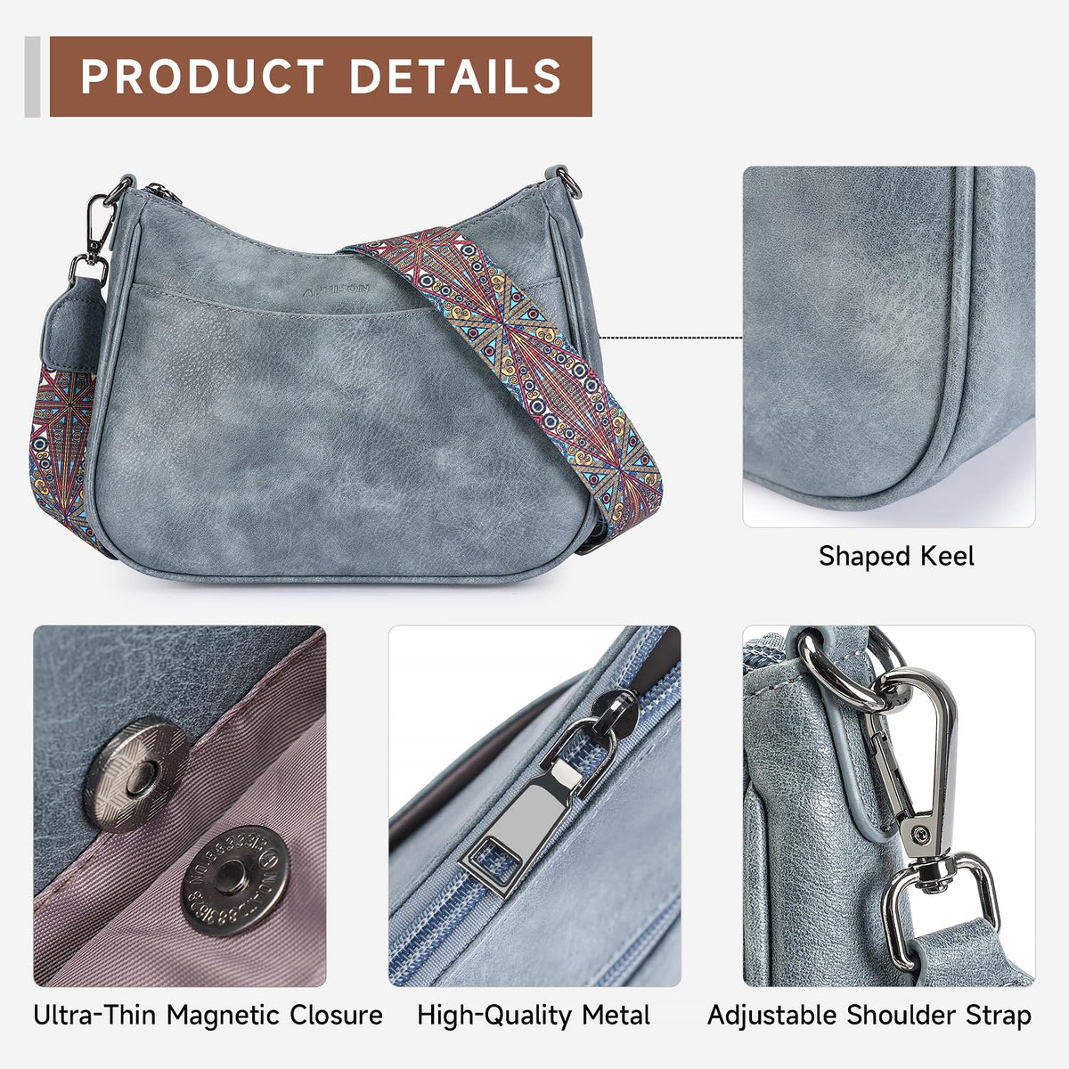 APHISON Crossbody Bags for Women Trendy, Leather Crossbody purse with Adjustable Strap, Women's Crossbody Shoulder Handbags