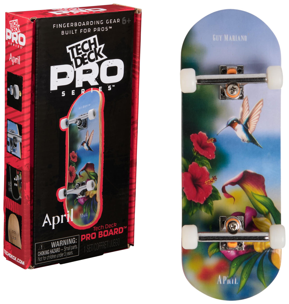 TECH DECK, April Pro Series Finger Board with Storage Display, Built for Pros; Authentic Mini Skateboards, Kids Toys for Ages 6 and up