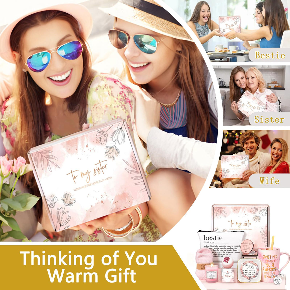 Lepiche Birthday Gifts For Women Friendship Best Friend Christmas Gifts For Women Sister Bestie Bff - Coffee Mug, Bracelet, Key-Chain, Scented Candle