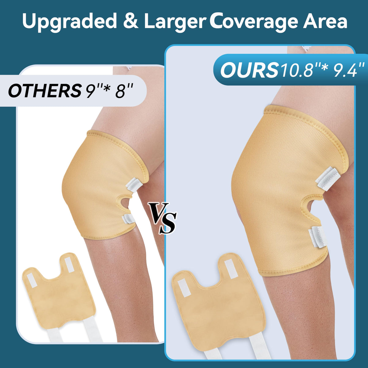 Taoscare Upgraded Castor Oil Pack Wrap – Larger Knee Size for Men & Women, Organic Cotton Caster Oils Compress Pads for Elbow, Arm & Thigh, Adjustable Velcro Elastic Strap, Waterproof & Reusable (2 Pack)