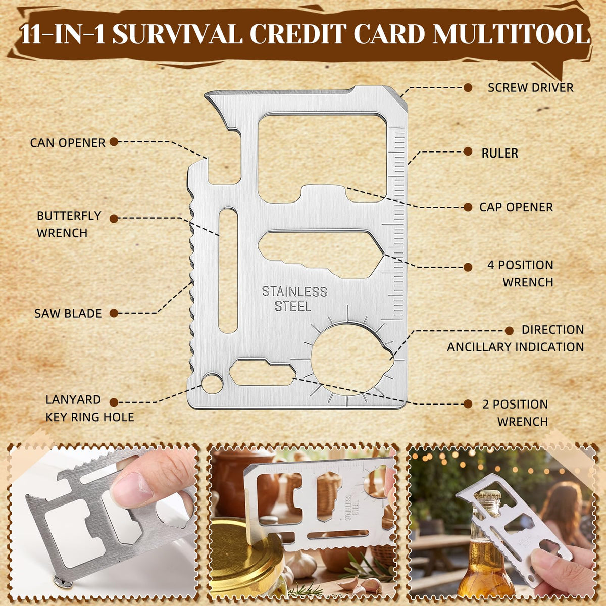 Vicenpal 20 Set Fathers Day Multi Tool Gifts 6 in 1 Multi Tool Pen Credit Card Screwdriver Pen Gadget with Cards Appreciation Gifts for Adult Men Dad Husband Male Coworker