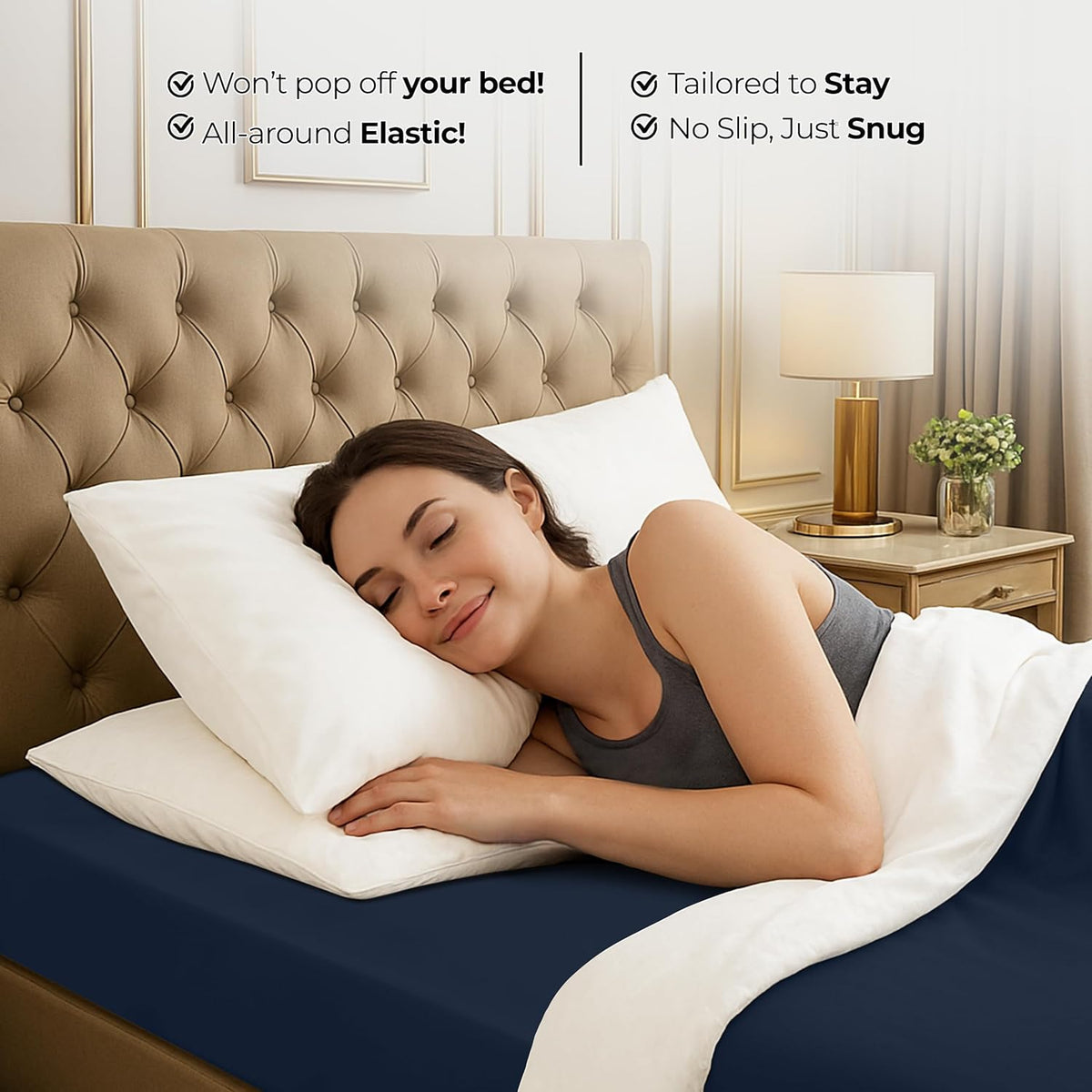 Utopia Bedding Queen Fitted Sheet - Deep Pocket Soft Microfiber - Fade Resistant & Easy Care (Navy)