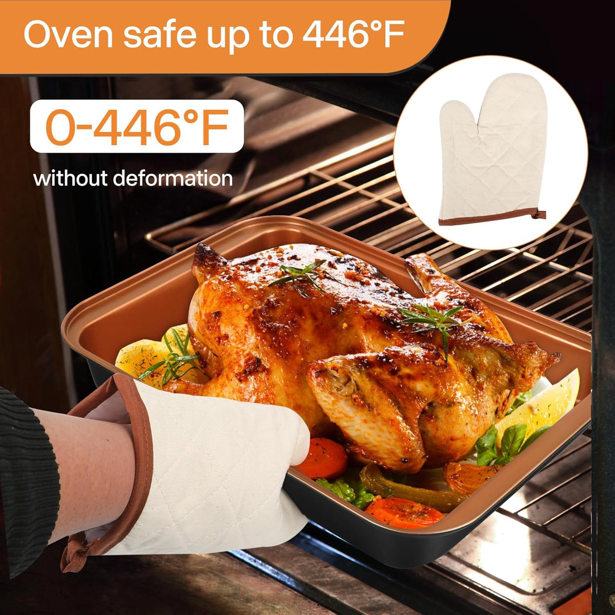 Skiennix Non-Stick Baking Pans Set - 6-Piece Bakeware with Cookie Sheet, Muffin, Cake, and Loaf Pan - Gold