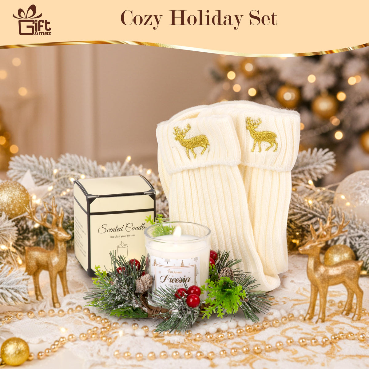 Christmas Gift Set for Women Girl, Valentines Day Gifts Baskets Box with Scented Candle, Self Care Gift for Her, Mom, Wife, Friends, Grandma, Sister, Bestie, Coworkers, Holiday Gift Presents for Women