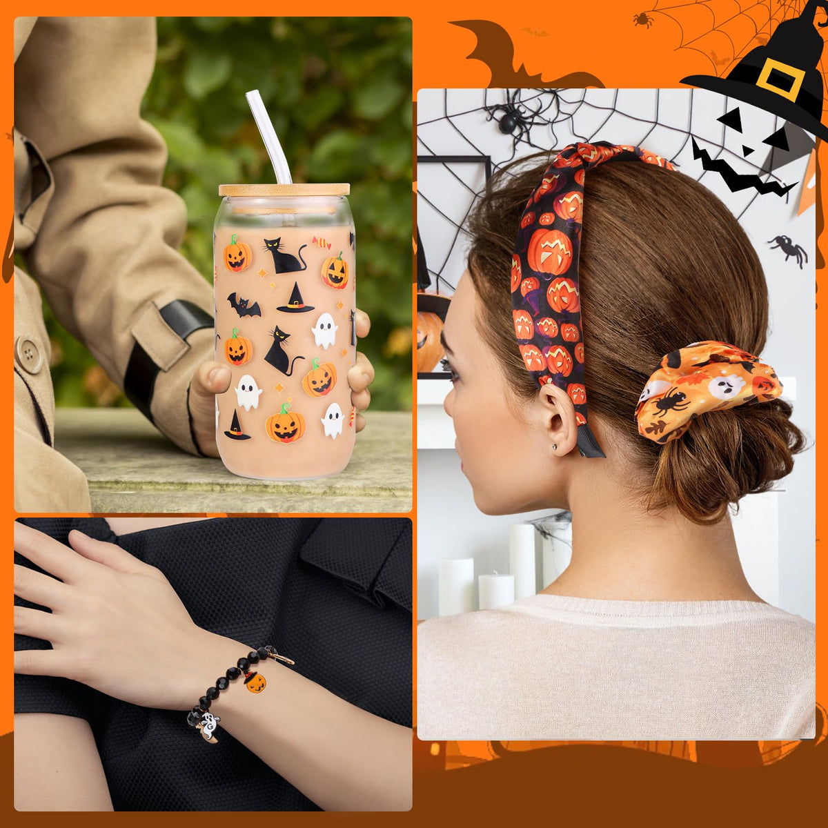 Munutix Boo Basket Stuffers for Women - 8pcs Halloween Gifts Basket for Teens Girls with 17oz Glass Cups & Spa Gifts - Boo Basket for Family, Friends, Her, Mom, Sister, Wife
