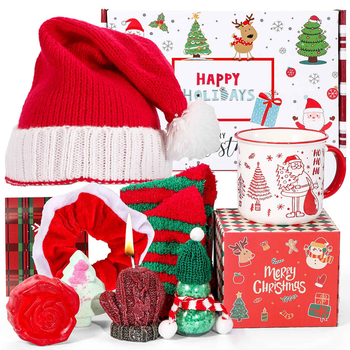 Atonofun Christmas Gifts for Women, Xmas Basket Essentials for Adults with Mug Relaxing Spa Gifts for Teen Adults Mom Wife Teen Girls