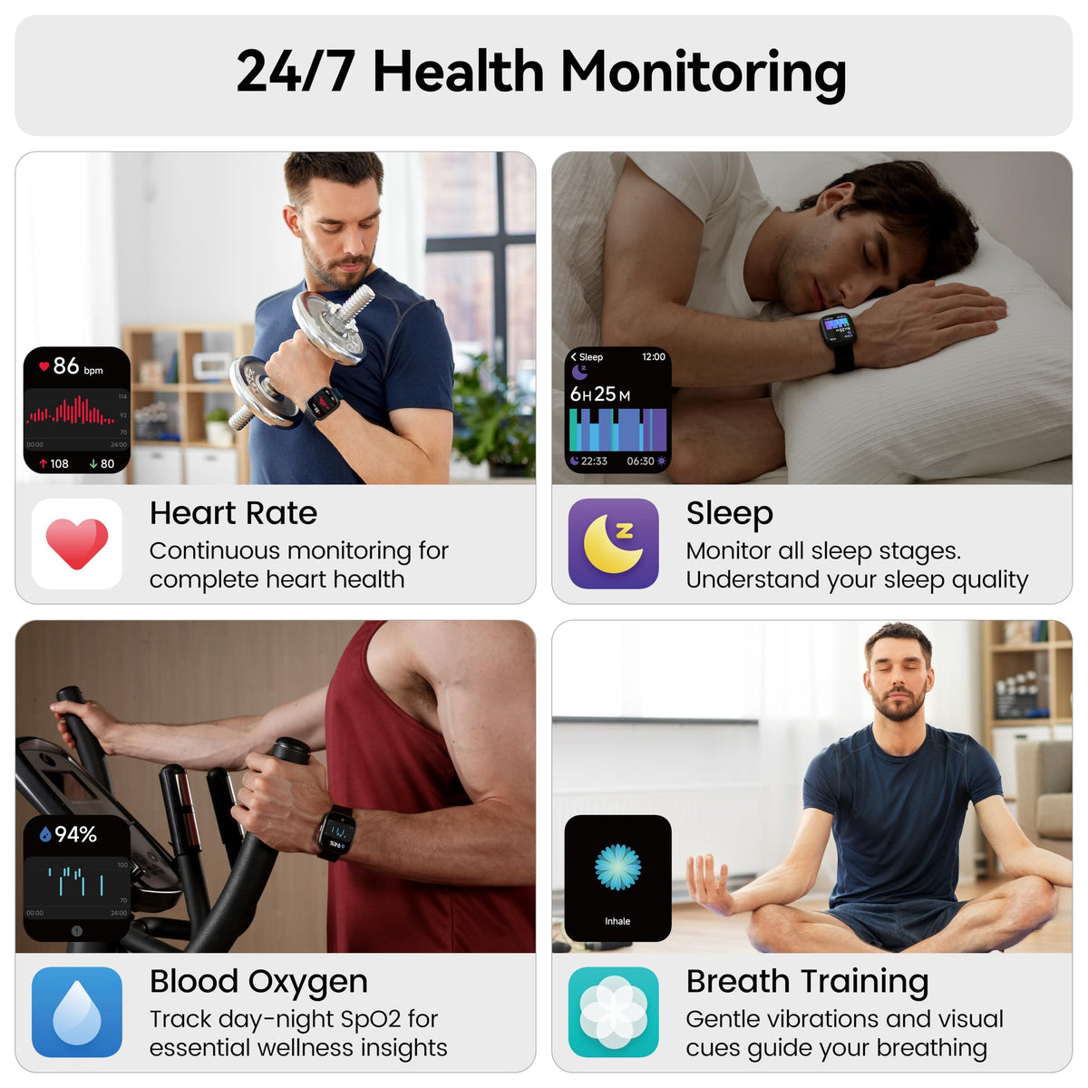 Smart Watch with Alexa Built-in, 1.83" HD Touchscreen Fitness Tracker with Bluetooth Calling, Fitness Watch with Heart Rate/Sleep Monitor, 120+ Sports Modes, IP68 Waterproof Smartwatch for Android iOS