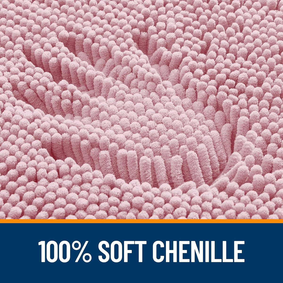 OLANLY Bathroom Rugs - Extra Soft Chenille Bath Mats with Rubber Backing | Quick Dry, Machine Washable, 36x24, Dusty Rose