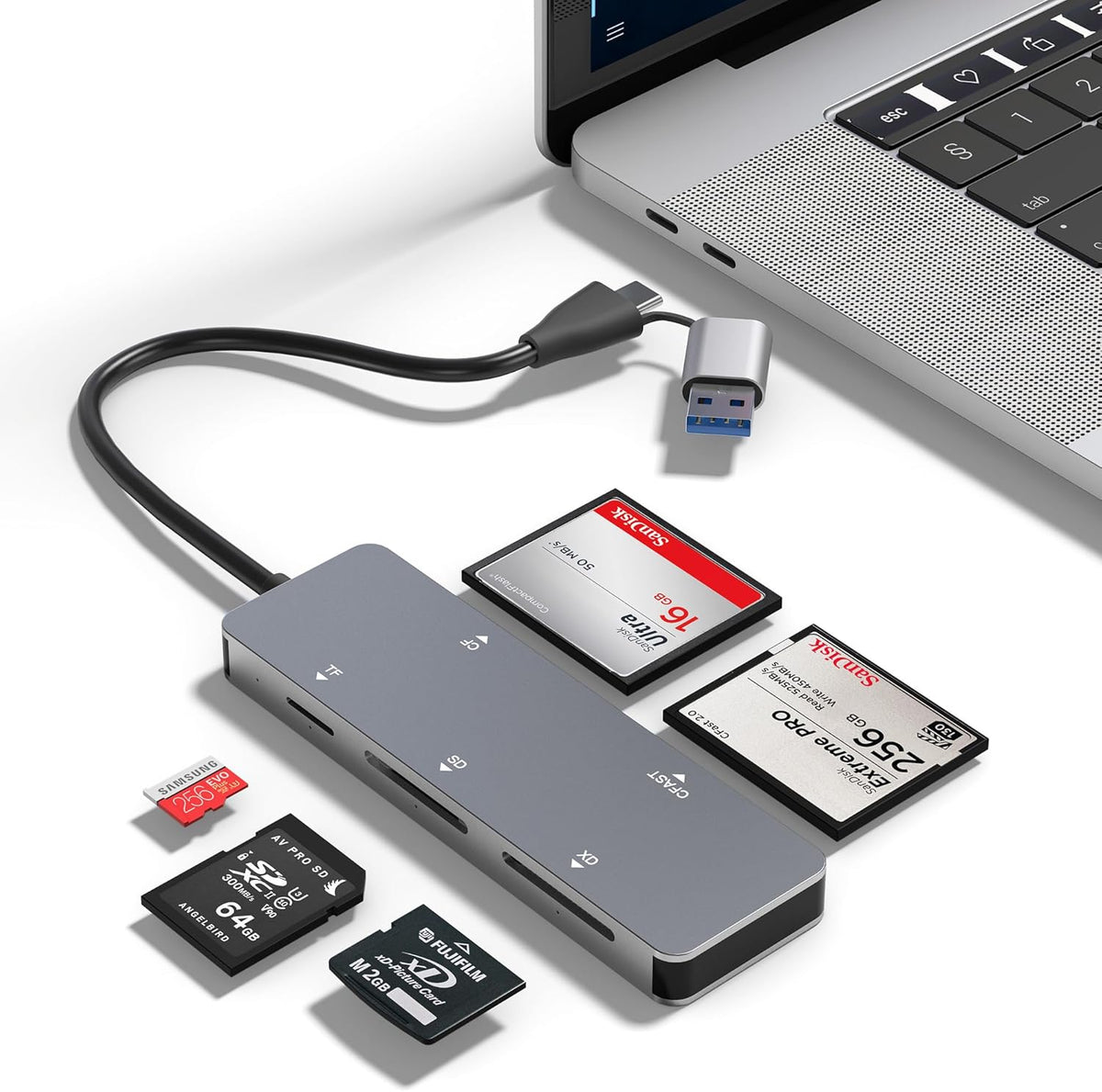 Rytaki 5-in-1 2.0 5Gbps CFast Card Reader, USB C/A Card Reader for Computer & Camera with Dedicated CFast Slot