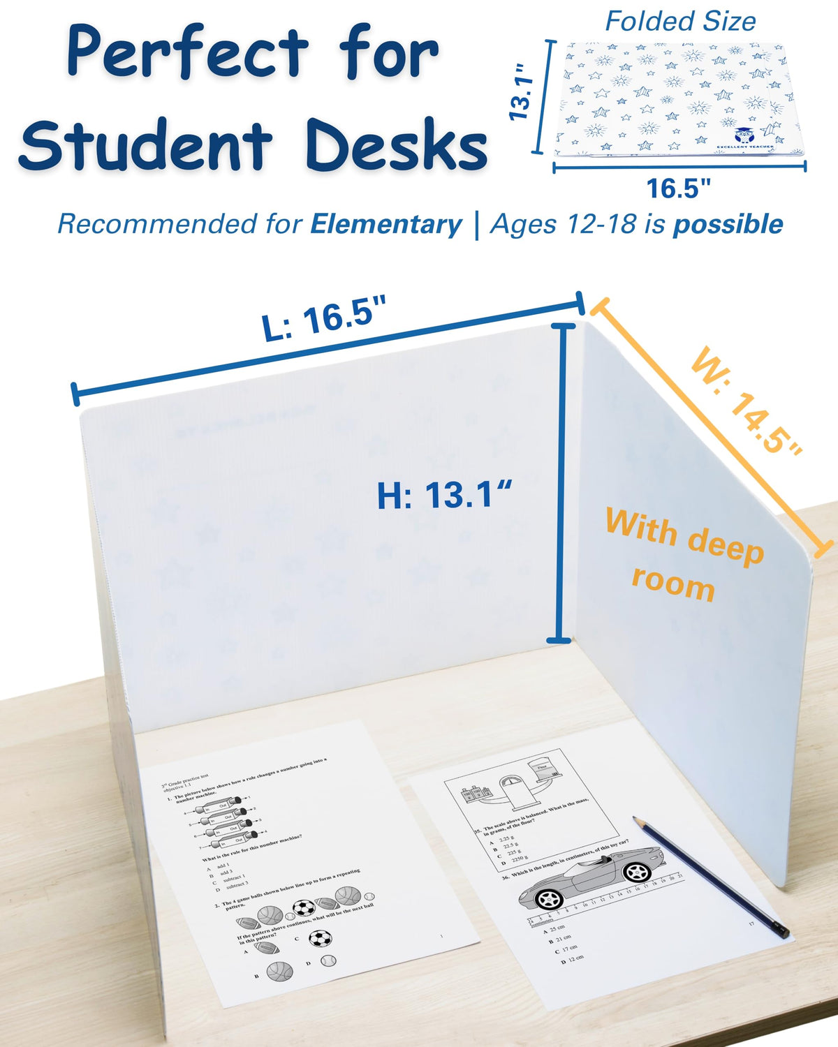 25 Privacy Folders for Students, Erasable Privacy Shields for Student Desks, Testing Dividers for Classroom, Privacy Boards for Student Desks, Dividers for Students, Test Dividers for Student Desks