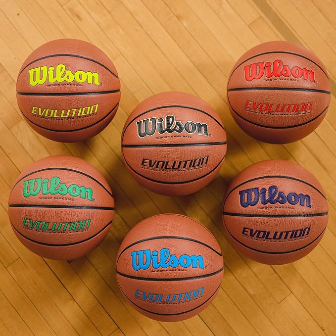 WILSON Evolution Indoor Game Basketballs - Size 5, Size 6 and Size 7