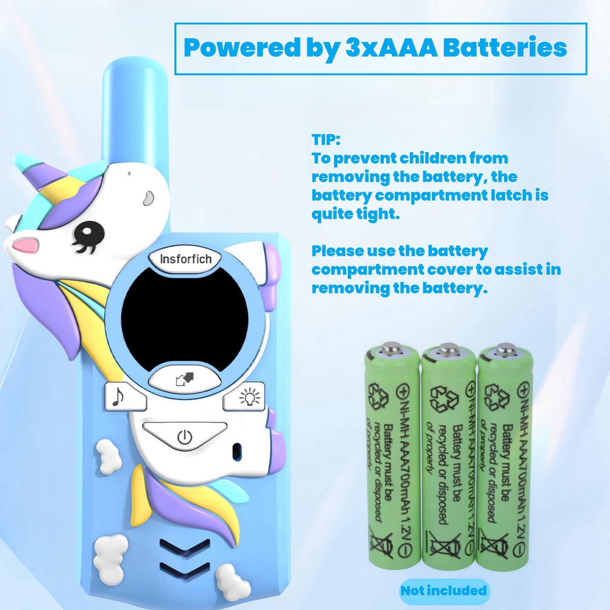 Unicorn Walkie Talkies for Kids,Toys Gifts for 3 4 5 6 7 8 9 Year Old Boys Girls,3 Channels 2 Way Radio Toy, 2 Miles Range for Outside, Camping, Hiking (Blue)…