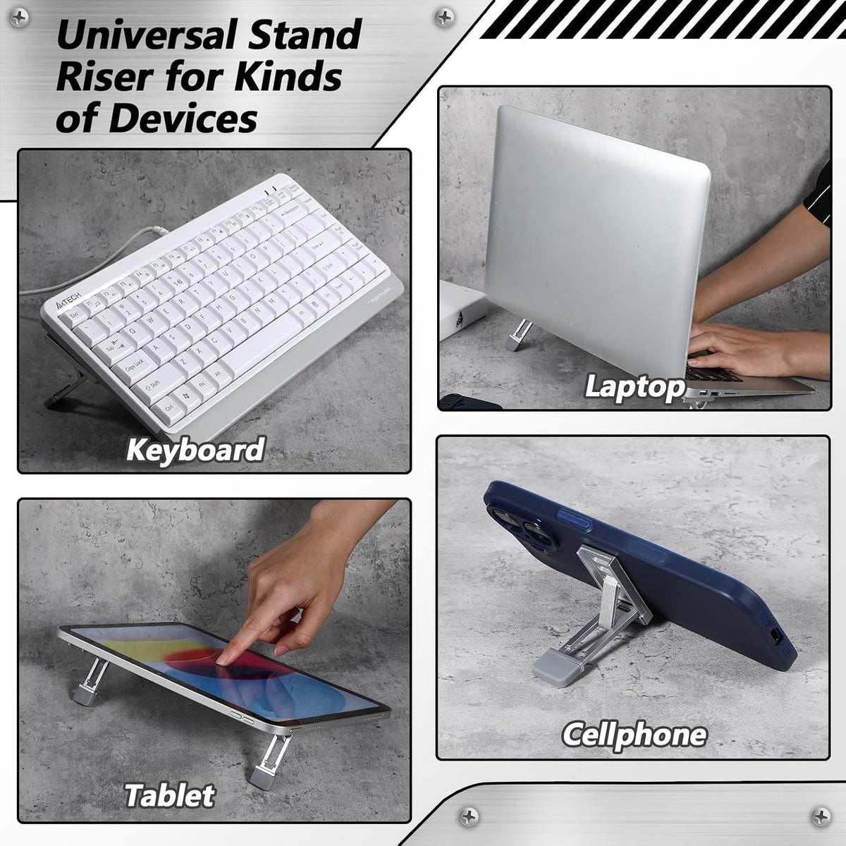Alrhso 2 Pcs Keyboard Riser Tilt Stand Laptop Feet Riser Adhesive Keyboard Stands Portable Three Tilt Angle Adjustable
