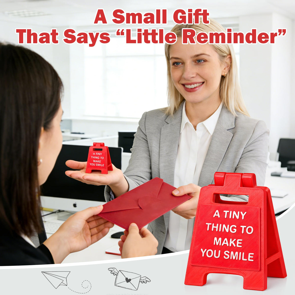 Mini Sign Coworker Friend Office Decor for Women Men, Employee Appreciation Gifts Encouragement Motivational Gifts for HR, A Tiny Thing to Make You Smile 3D Printed Office Cubicle Desk Decor Sign