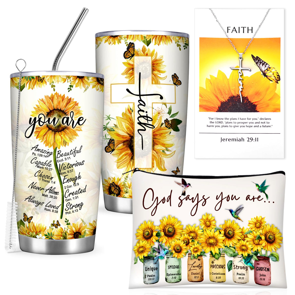 Christian Gifts For Women Faith, Sunflower Birthday Gifts For Women, Inspirational, Religious, Faith, Get Well Soon, Gift For Mom, Wife, Friend, Sister, Mothers Grandma- Gift box