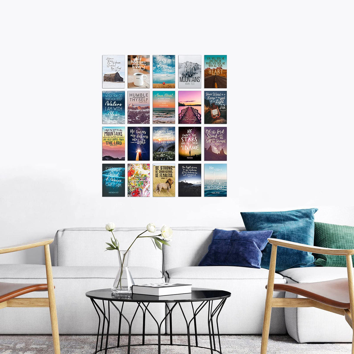 20 Bible Verse Aesthetic Photography Prints - Christian Wall Collage Kit for Teen Rooms or Dorms -Inspirational Faith Decor Gift -5x7 Professional Photos