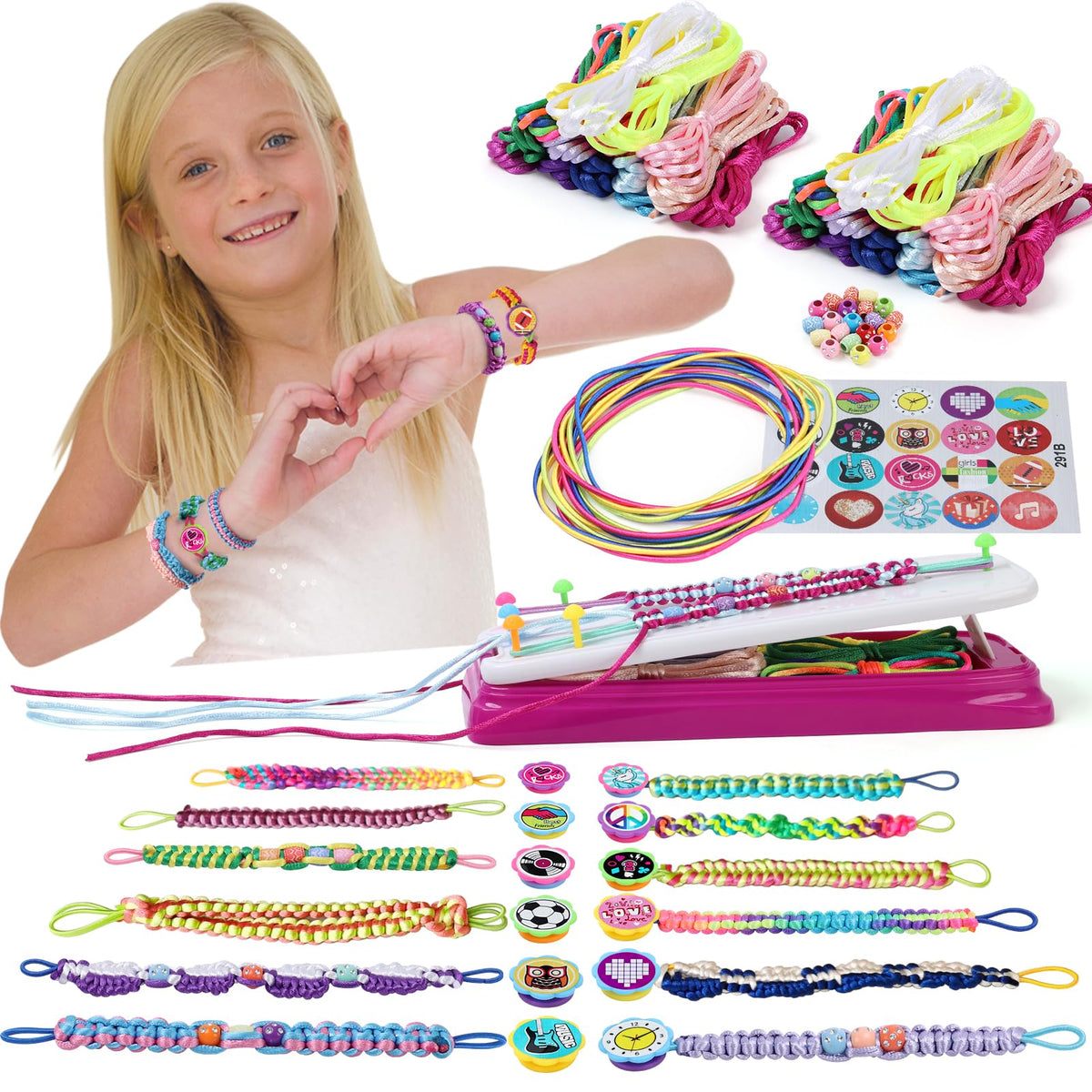 IQKidz Friendship Bracelet Making Kit - Make Bracelets Craft Toys for Girls Age 8-12 yrs, Cool Birthday Gifts for 6 7 9 10 11 Years Old Kids, Christmas Gift Set