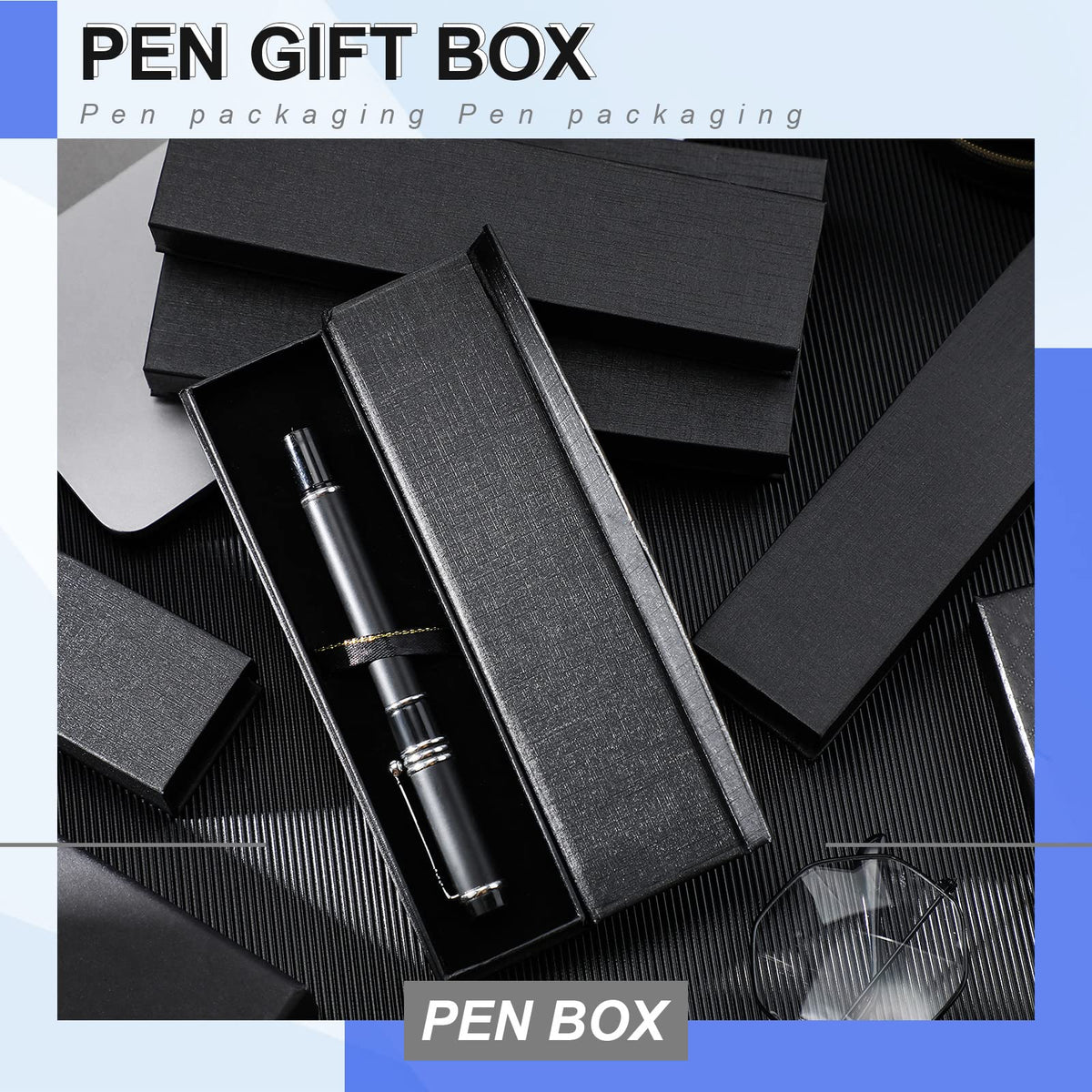 Gersoniel 18 Pcs Pen Boxes Gift Empty Black Pen Case with Cushion Cardboard Box Display Case for Jewelry Gift Birthday Souvenir Presentation Business Christmas Office Supplies