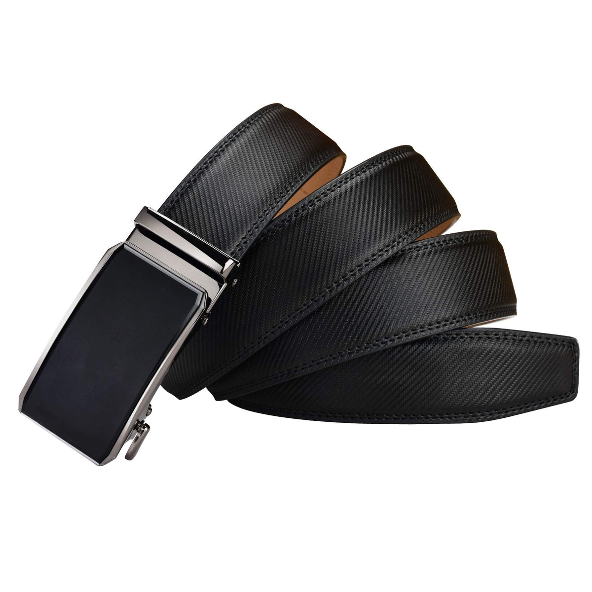 PlusZis 28"-68" Men's Leather Ratchet Dress Belt Big And Tall With Automatic Buckle