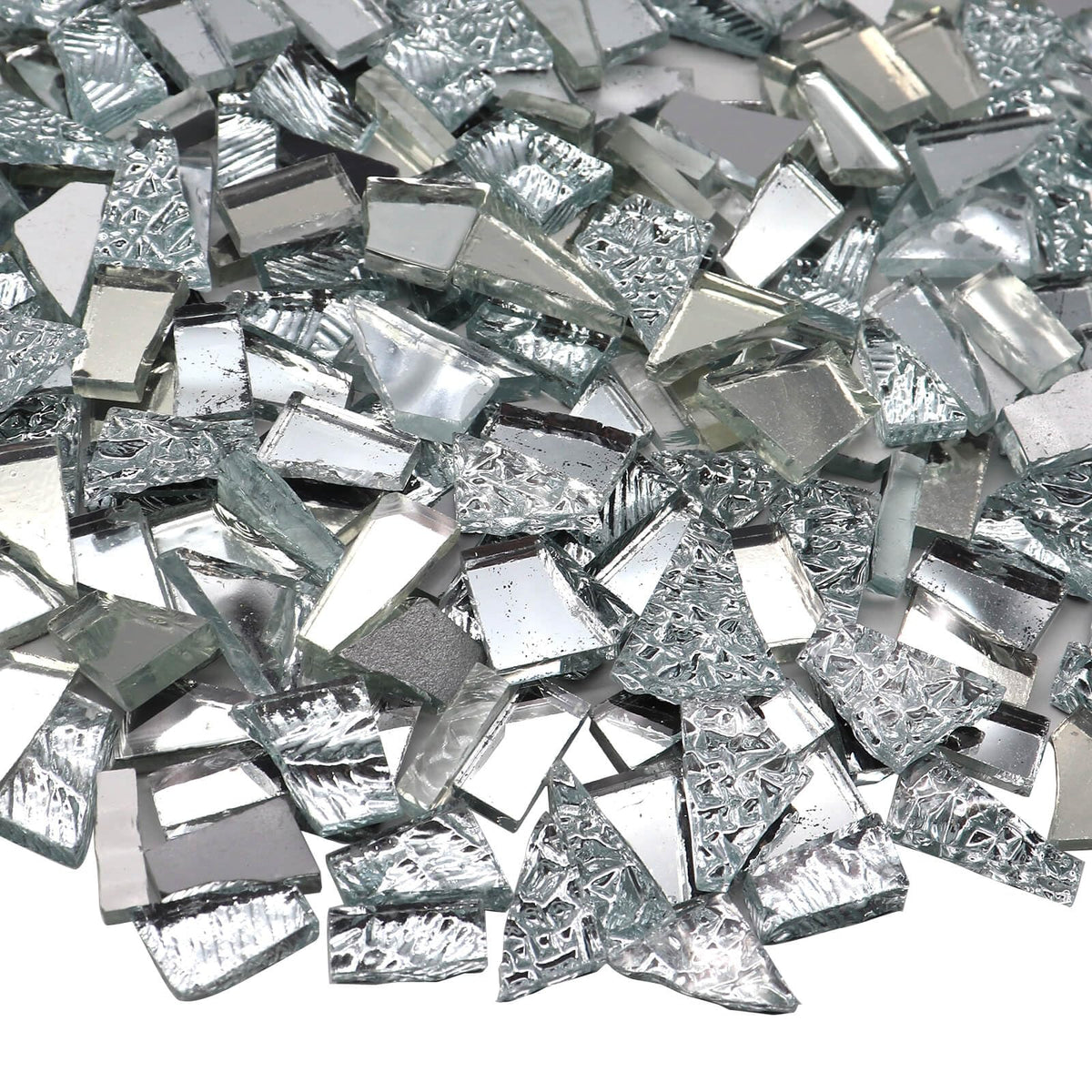 LITMIND 1.1LB Silver Mixed Irregular Glass Scraps Mosaic Tiles with Mirror and Textured Backing - Ideal for Mosaic Crafts, Puzzles, and Art Projects