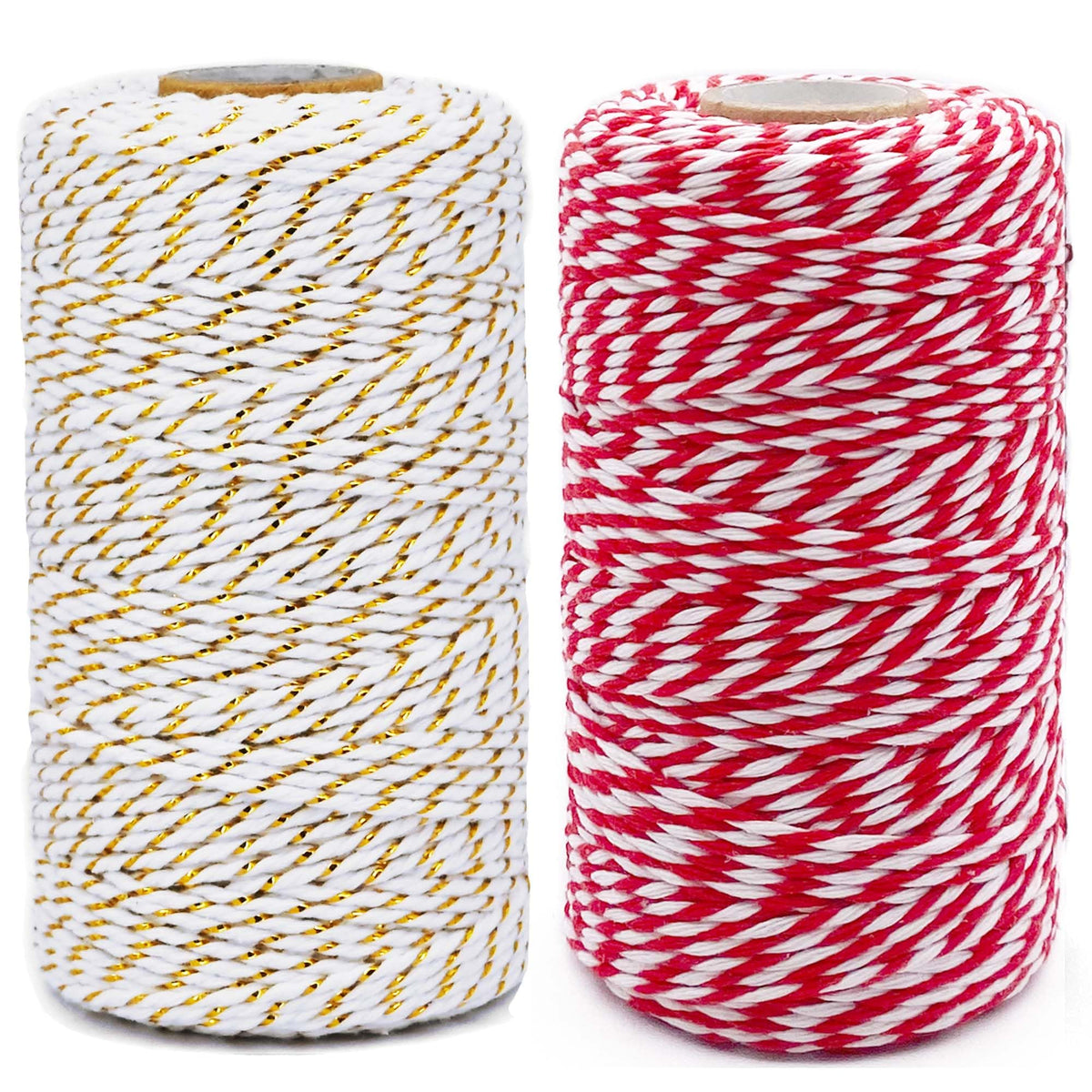 Christmas Twine for Gift Wrapping DIY & Crafts,2 Rolls,656 feet in Total,Gold White and Red White