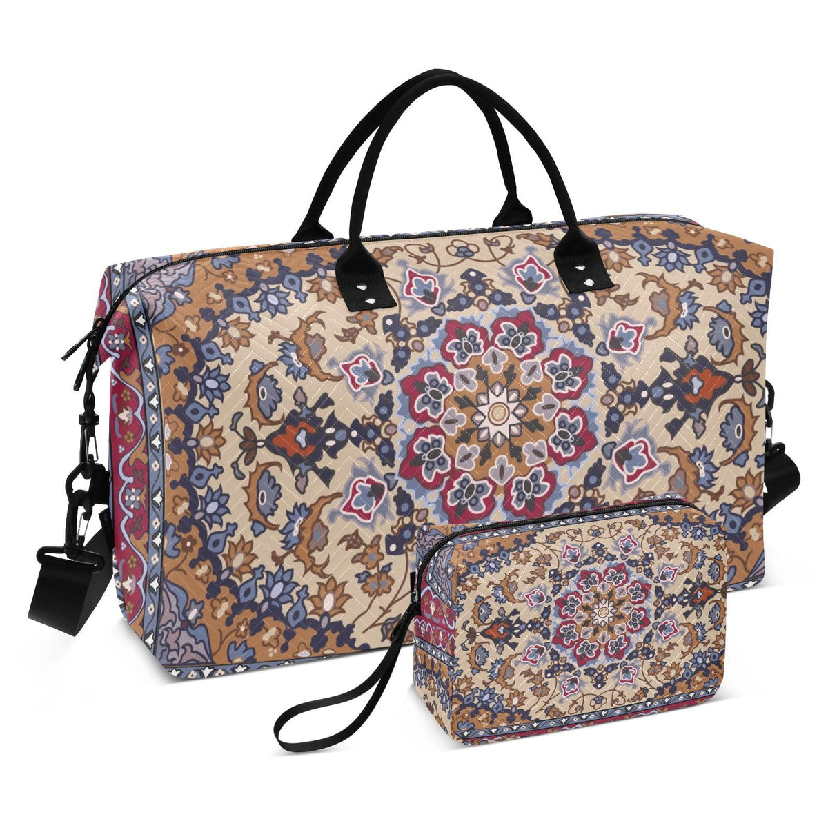 Aflyko Travel Duffel Persian Carpet Tribal Mandala Sport Tote Gym Weekender Overnight for Men Women Flight Approved Carry On Fitness Dance Go-To Daily, Medium