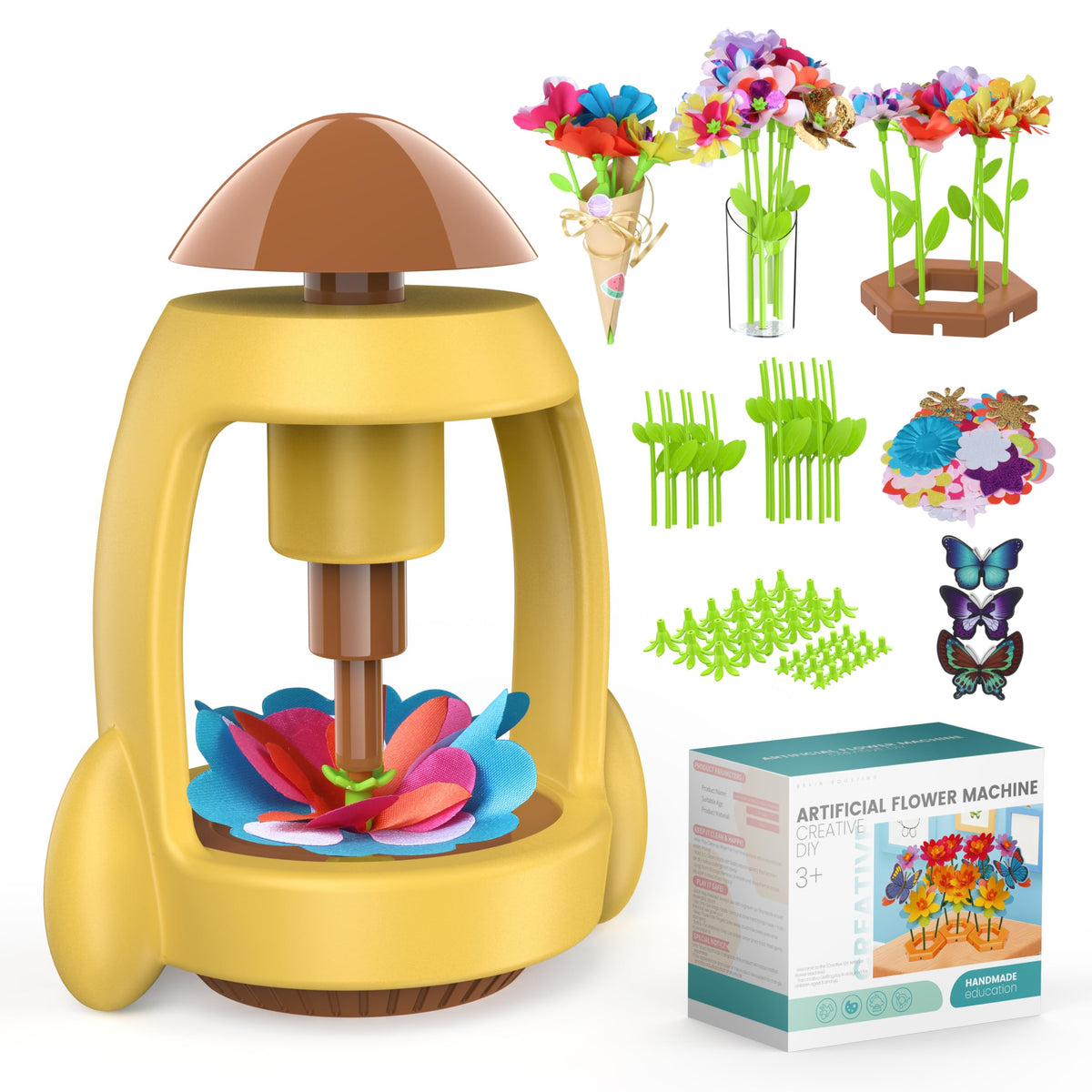 LELESUN DIY Fabric Flower Bouquets Toys, Craft Kits Toys for Kids, Flowers Market Toy, Arts & Crafts for Girls Ages 4 5 6 7 8，Educational Activity Preschool, Christmas Birthday Gift for Toddler