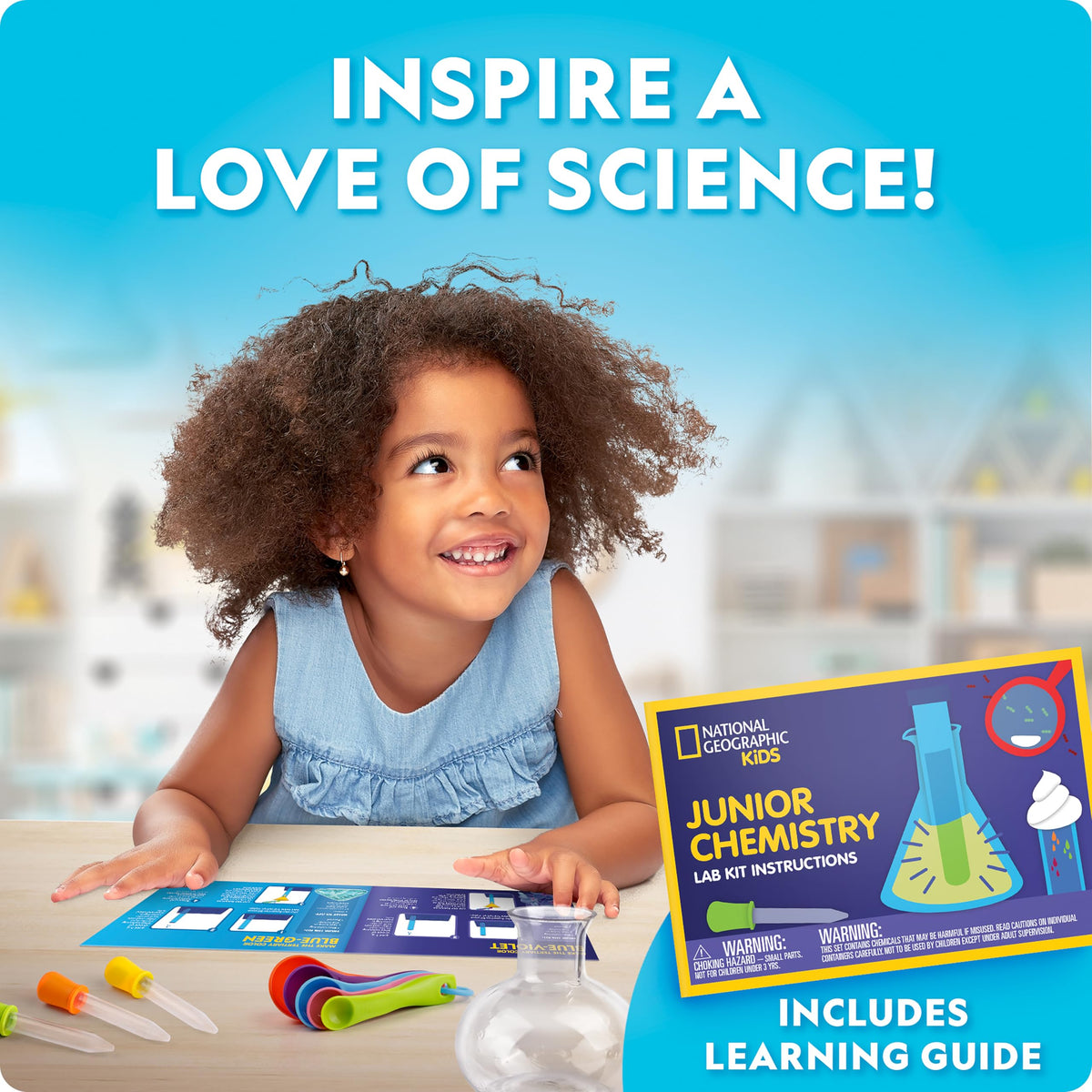 National Geographic Junior Chemistry Set - Complete Early Learning Lab Kit with 50 Science Experiments for Kids and 20+ Lab Tools, Chemistry Set, Science Experiments for Kids 4-6