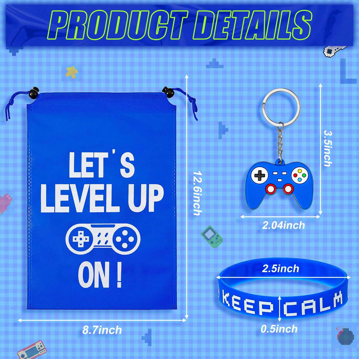 Shappy 36 Pieces Video Game Party Favors Includes Bracelets Wristbands Keychains Gaming gift Bags with Drawstring for Video Game Birthday Party Favors Supplies