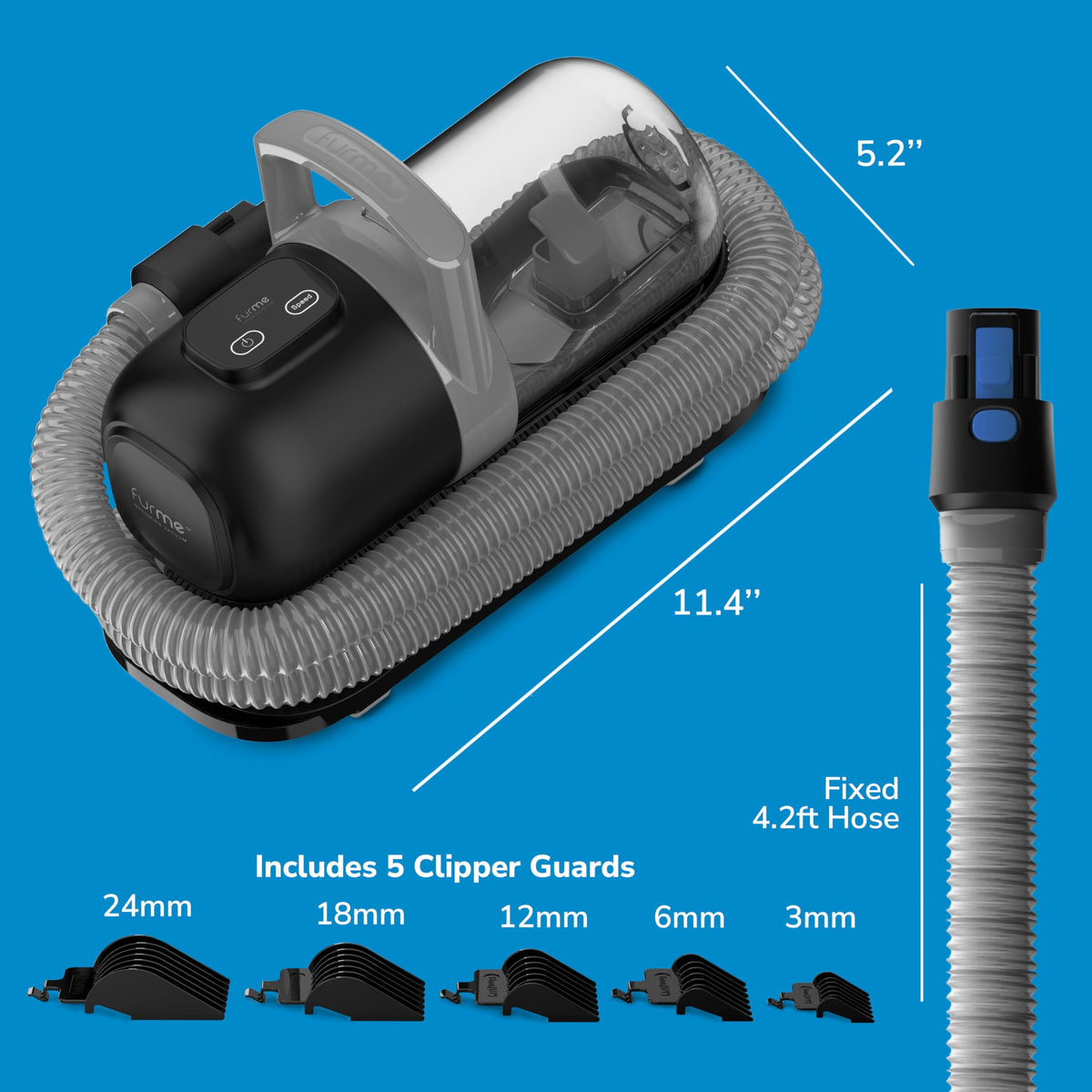 FurMe Original Pet Grooming Vacuum Kit - Cat & Dog Grooming Kit for Easy Pet Care at Home, Quiet & Safe Dog Hair Remover Machine with Brush, Clipper, Shedding & Cleaner Tools & 1L Canister