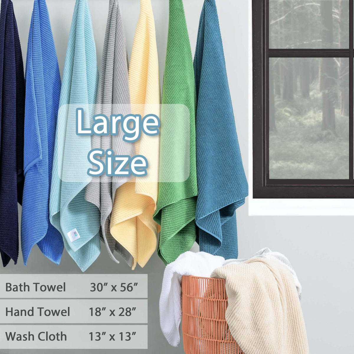 VOOVA & MOVAS Tan Bath Towels - 100% Cotton | Lightweight | Soft | Thick, 2 Bath 30"x56", 2 Hand 18"x28", 2 Washcloths 13"x13", Quick Dry Towels for Showering, Luxury Towel Gift Set, Dark Beige
