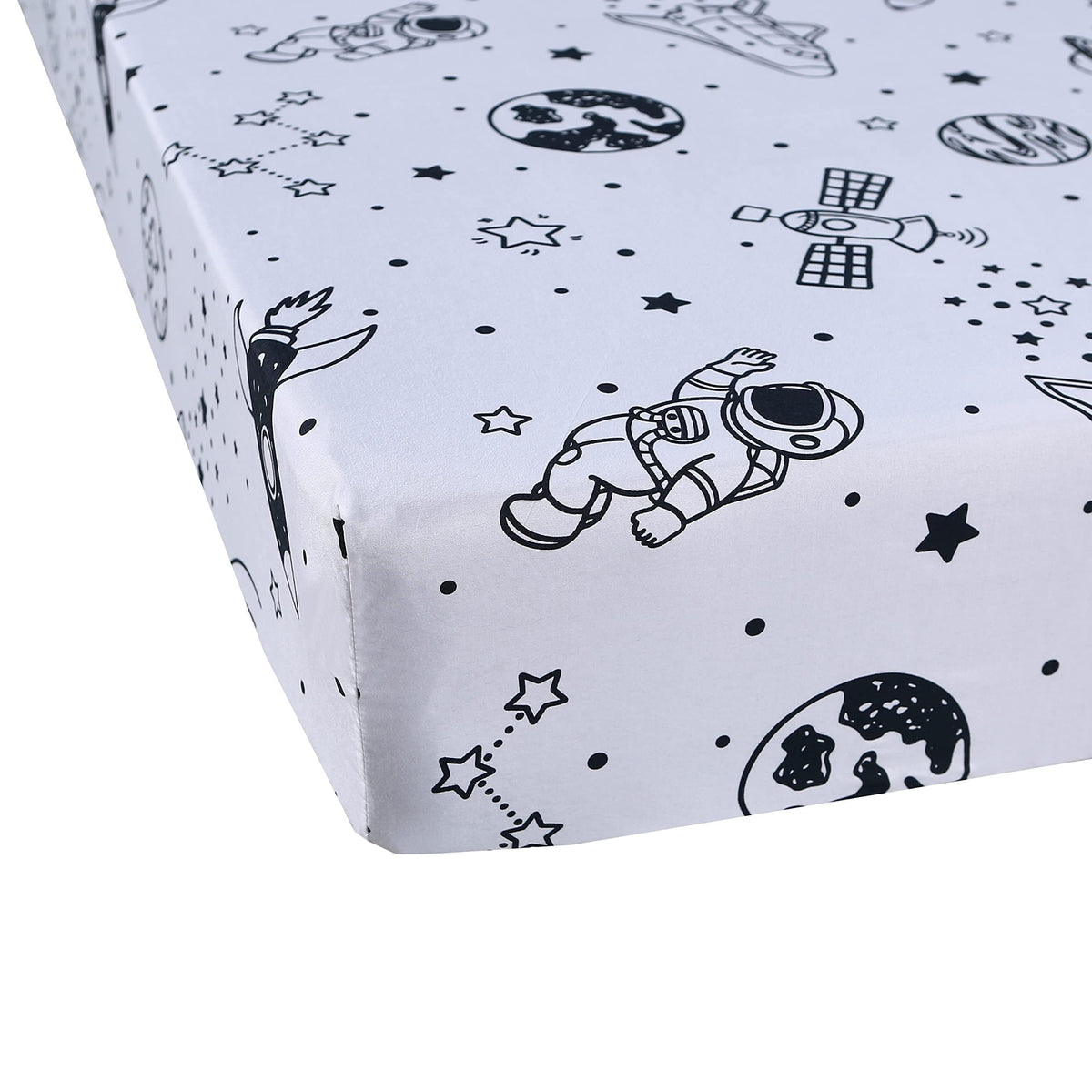 MAG 3 Pcs Space Sheets Twin,White Based Galaxy Planets Sheet Set,Super Soft Microfiber,for Kids Teens Boys Girls and Space Galaxy Lovers with 1 Fitted Sheet 14'' Deep Pocket and 2 Pillowcases.