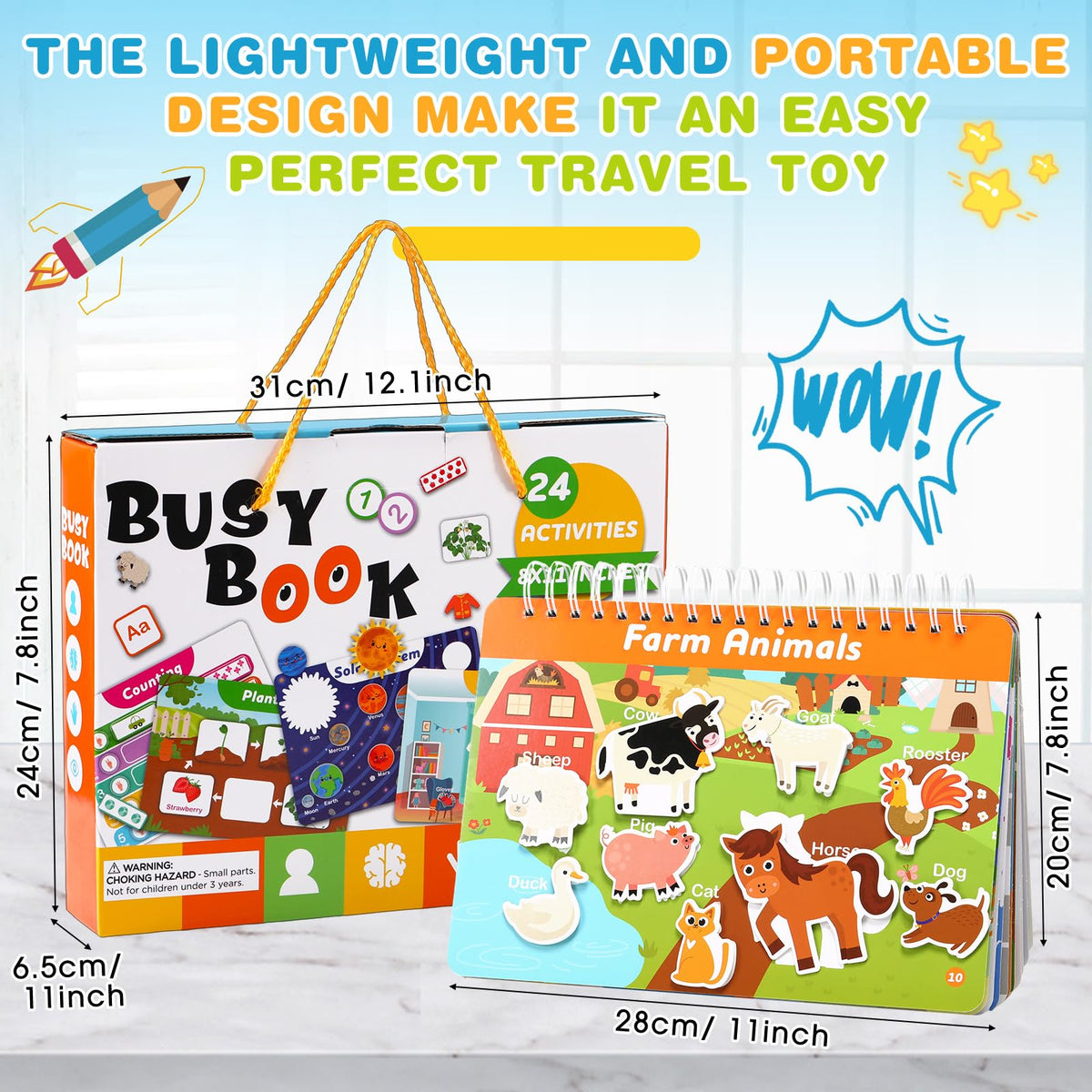 Fuutreo Montessori Busy Book for Toddlers 24 Themes Preschool Learning Binder with Stickers, Cognitive and Sensory Activities for Kids Ages 2-4 Educational Gift for Boys Girls with Gift Box Packaging