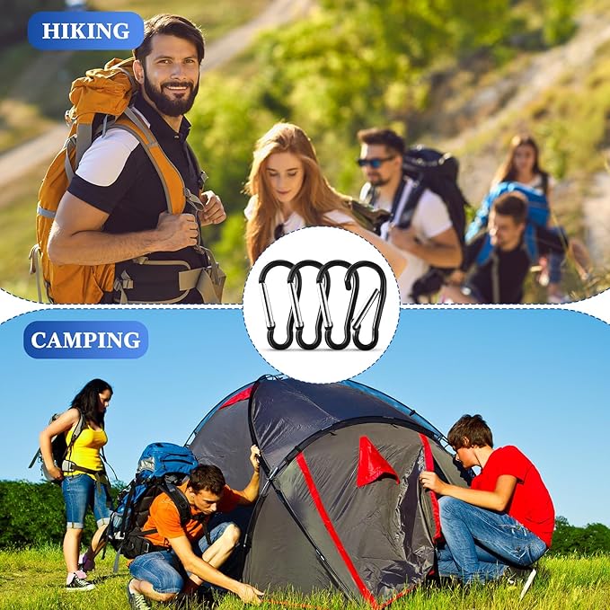 300 Pcs 2" Carabiner Bulk Spring Snap Hooks Bulk Aluminum Alloy Clip Keychain for Hanging Camping Hiking Traveling Fishing Outdoor Activities