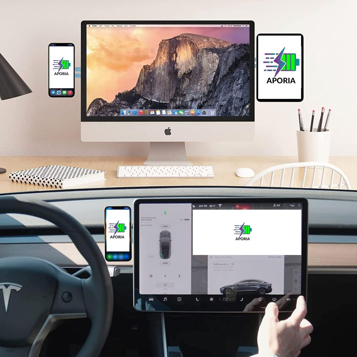 Aporia International +12 Aporia - Compatible with MagSafe iPhone Side Mount Holder for Laptop Computer EV Monitor