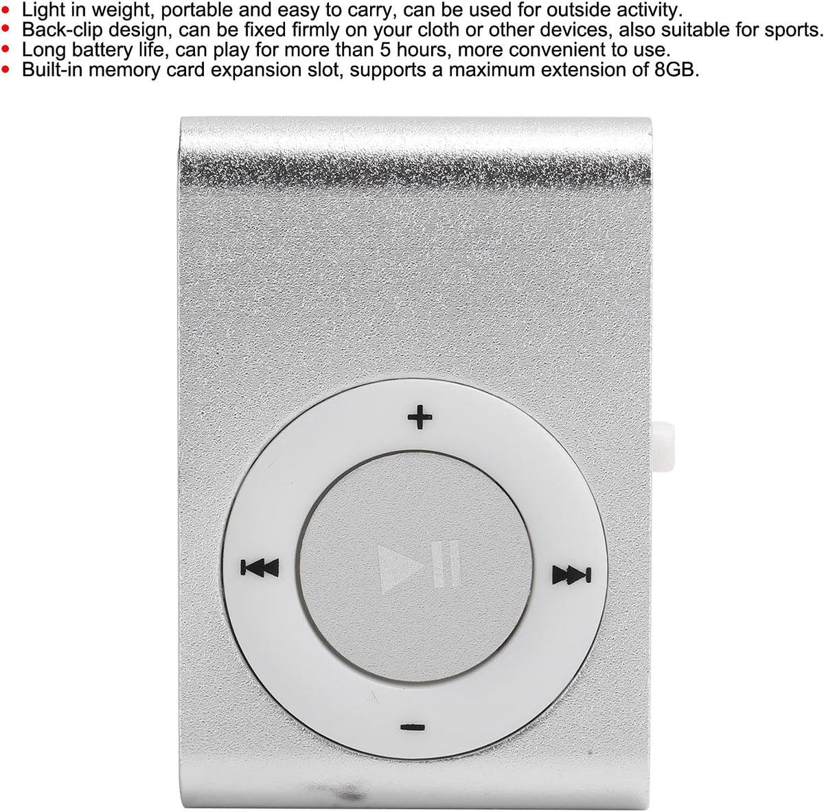 ASHATA 753 MP3 MiniMP3 Mini Player, Portable Music Player with Clip, Digital Music Media Player BackClip Player