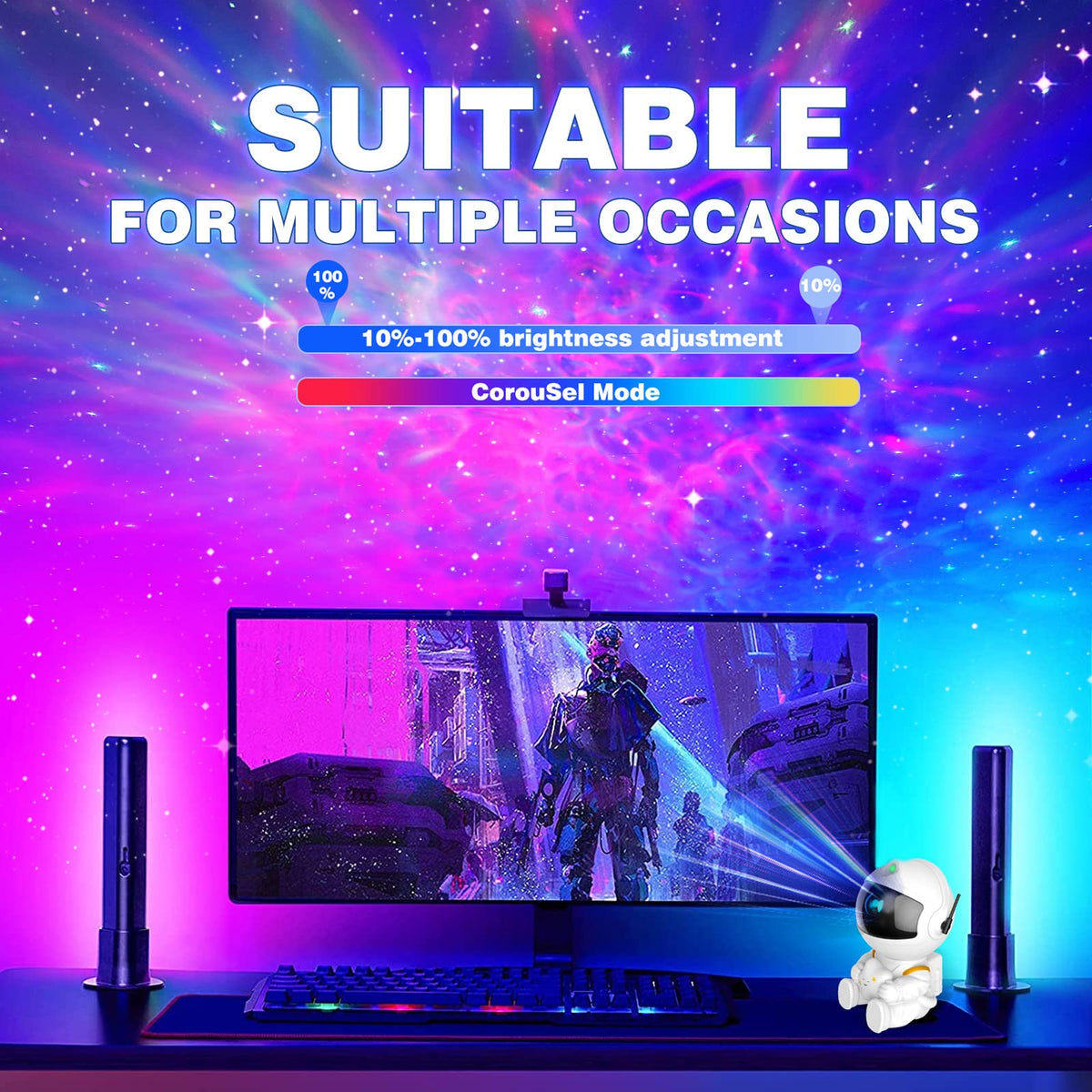 Astronaut Galaxy Projector, Star Projector Galaxy Light, Night Light for Kids, Nebula Ceiling LED Lamp, Room Decor, with Timer and Remote, Gifts for Birthdays