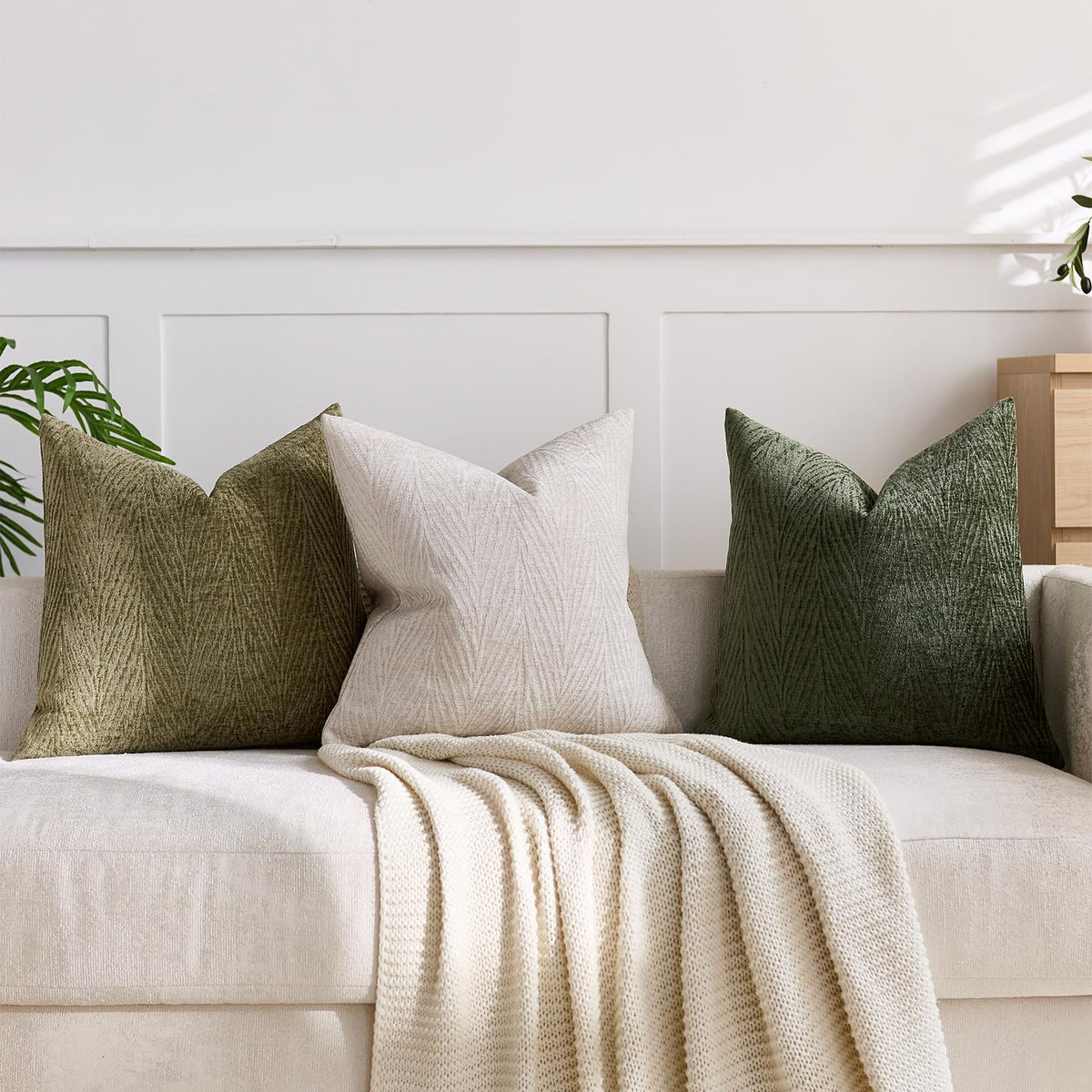 HALANS Spring Pillow Covers 12x20 Inch Set of 2, Soft Decorative Throw Pillow Covers with Leaves Texture, Hidden Zipper for Home Sofa Bed Couch (Tan, 12" x 20" (Pack of 2))