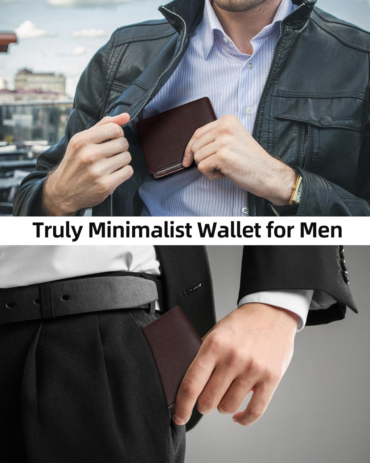 Wallet for Men, Built-in Bluetooth Tracker with Apple Find My (iOS Only), Air Tag Wallet, Leather RFID Blocking Bifold Mens Wallets with GPS Tracker, Rechargeable, Gift for Him, Brown