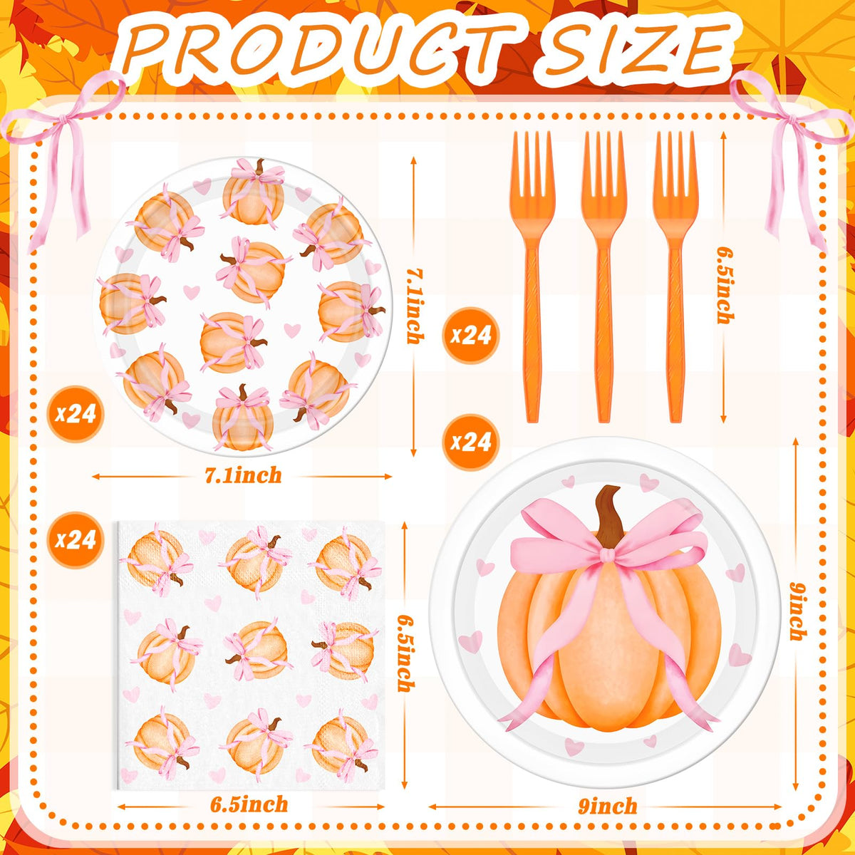 Havawish 96 Pcs Thanksgiving Party Decoration Friendsgiving Pink Bow Pumpkin Paper Plates Pink Baby Shower Party Supply for 24 Guest Coquette Birthday Wedding Tableware A Little Pumpkin Is on the Way