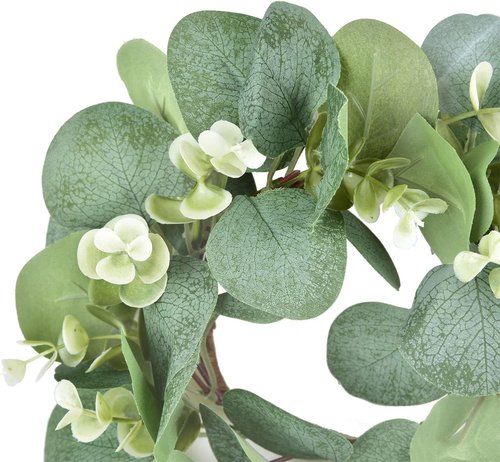 Eucalyptus Leaves Wreath by [Brand Name] - 9-Inch Greenery Garland for Farmhouse Kitchen Decor