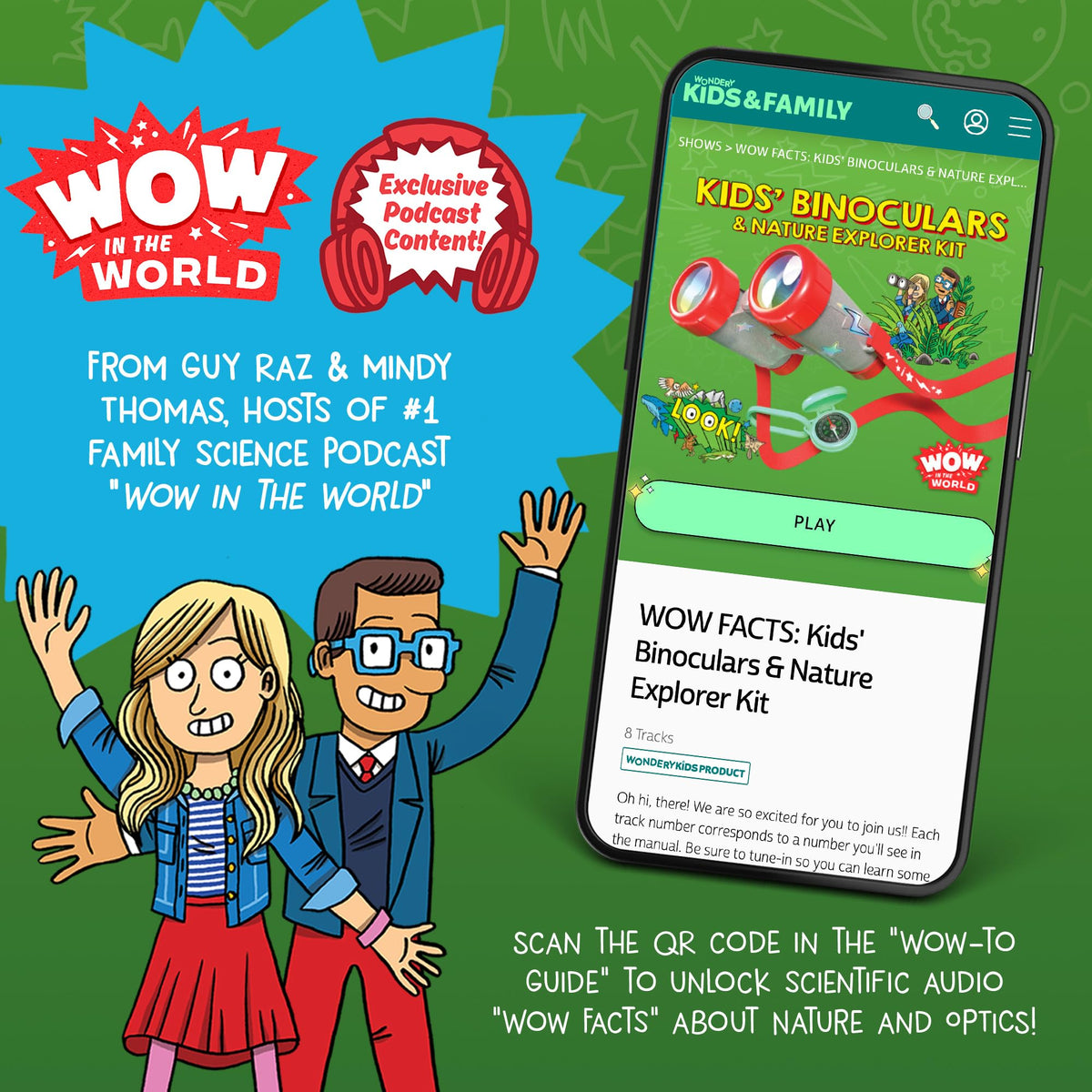Wow in The World Kids’ Binoculars & Nature Explorer KIT | Look Far, Nature Scavenger Hunt, Specimen Box, Companion Audio Content, Bonus Reusable Science Tool, STEM Toy for Kids 4+ by Thames & Kosmos