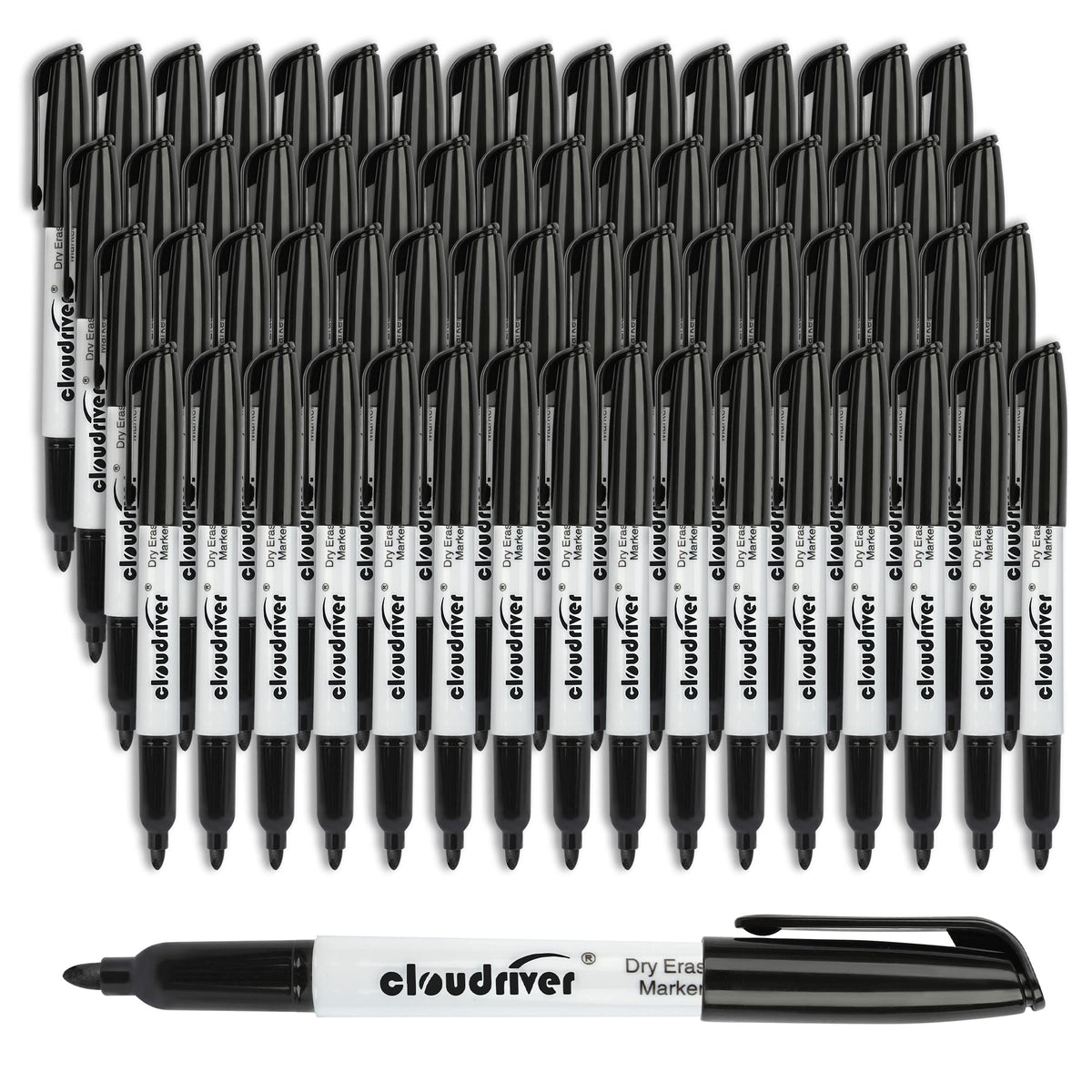 cloudriver Dry Erase Markers 128 Pack, Black Whiteboard Markers, Fine Tip, Low Odor, Bulk Dry Erase Marker For Office, home and School Supplies