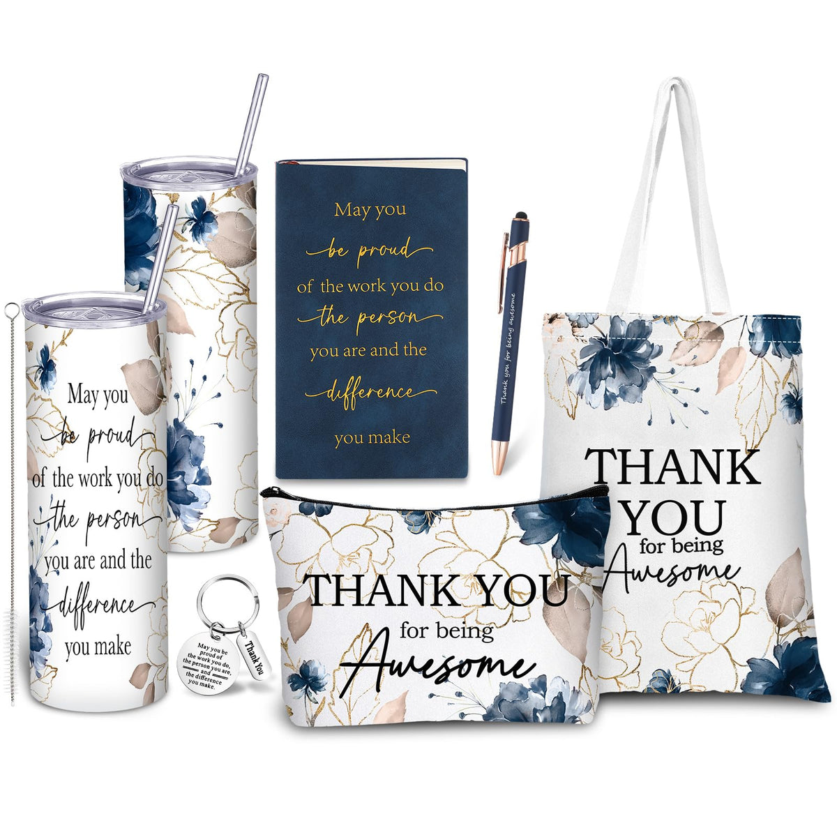 Wiwiqing 6 Pcs Employee Appreciation Gifts for Women, Thank You Gift Set for Coworker, Staff, Teacher, Nurse, Team Recognition Gifts for Work Anniversary, Farewell, Promotion(Classic Style)