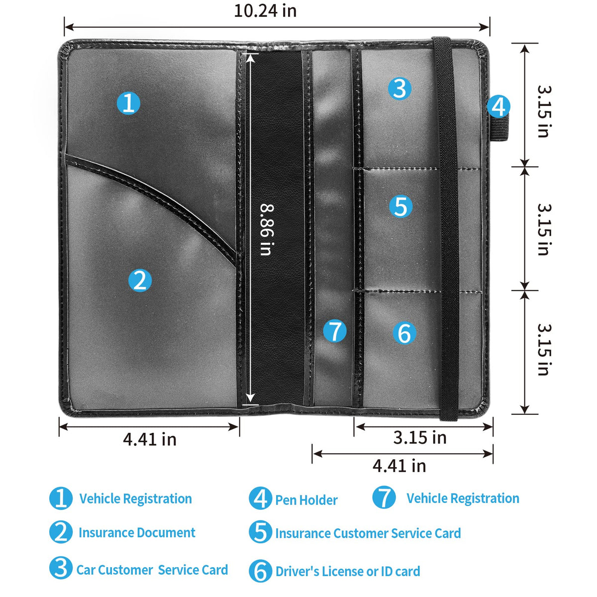 Car Registration and Insurance Holder, Leather Car Glove Box Organizer, Cool Car Accessories for ID, Driver's License Cards & Essential Document, business cards, Men&Women,Military Camouflage USA Flag