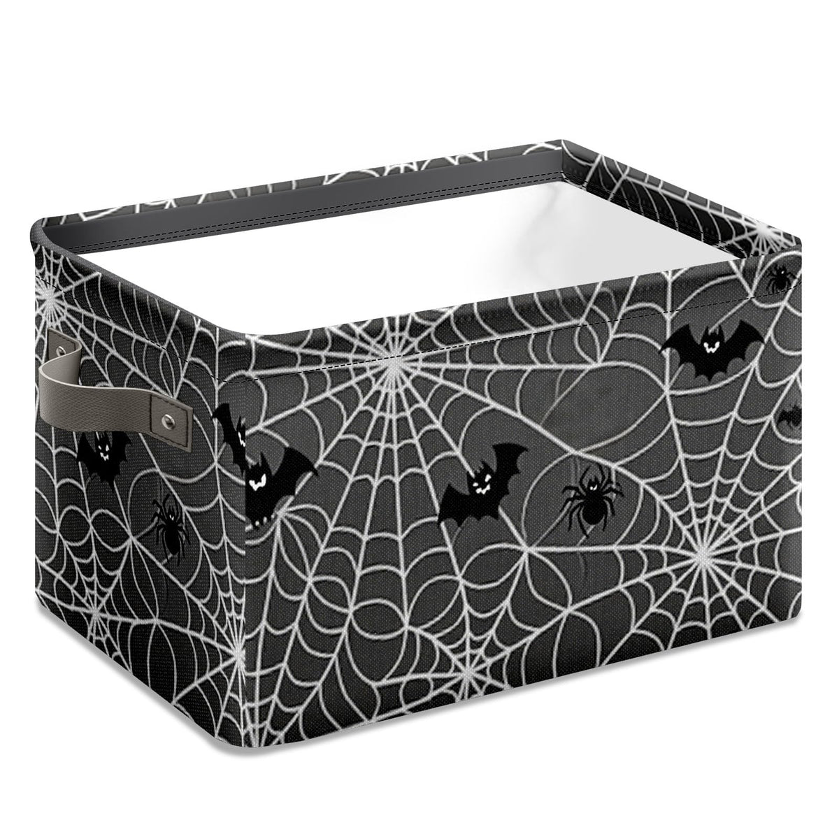 AHENGPAIG Halloween Baskets,Spider Web Bat Storage Bins with Handles for Men, Foldable Organizer Storage Boxes 14 x 10 x 8