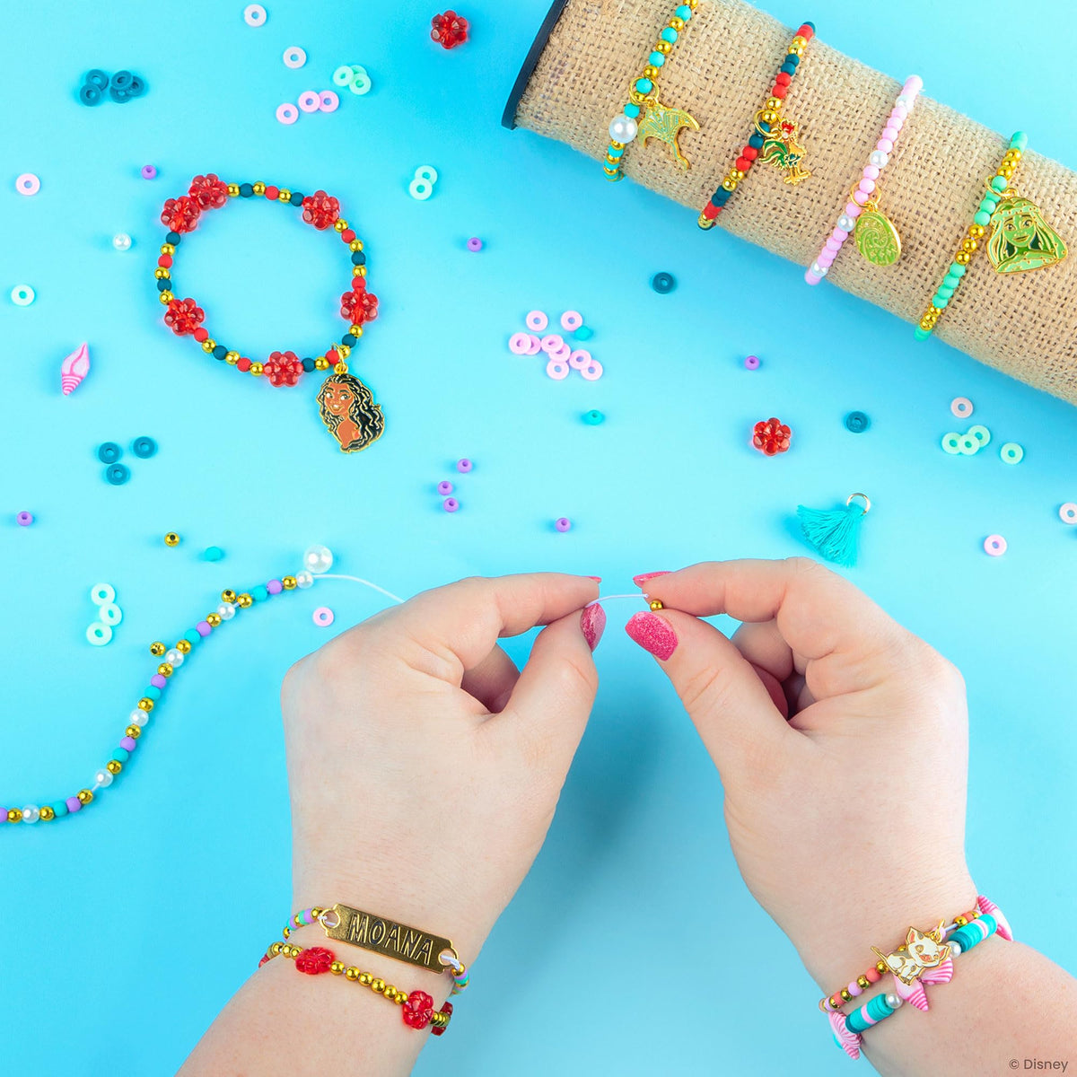 Fashion Angels Disney Moana 2 DIY Bracelet Making Kit, Includes 1,000+ Beads, 6 Charms, Design Board & More, Makes 20+ Bracelets, Craft for Kids Ages 8+