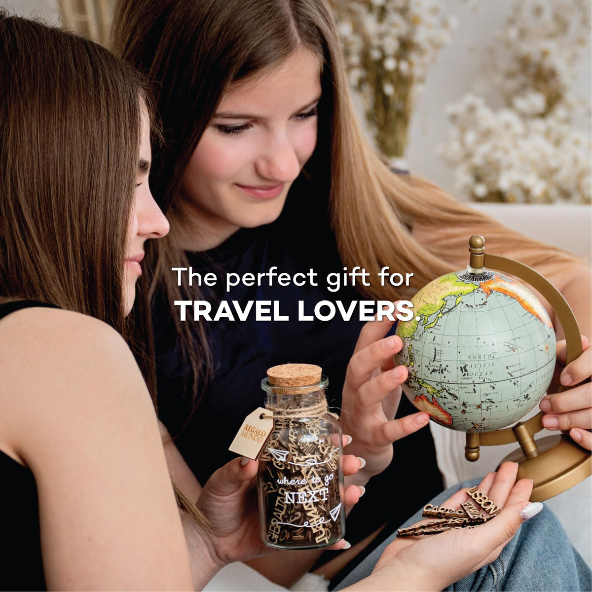 Where to Go Next – Travel Destination Jar | Eco-Friendly Travel Gift for Travelers, Couples & Adventurers | 100 Wooden Carved Places to Visit
