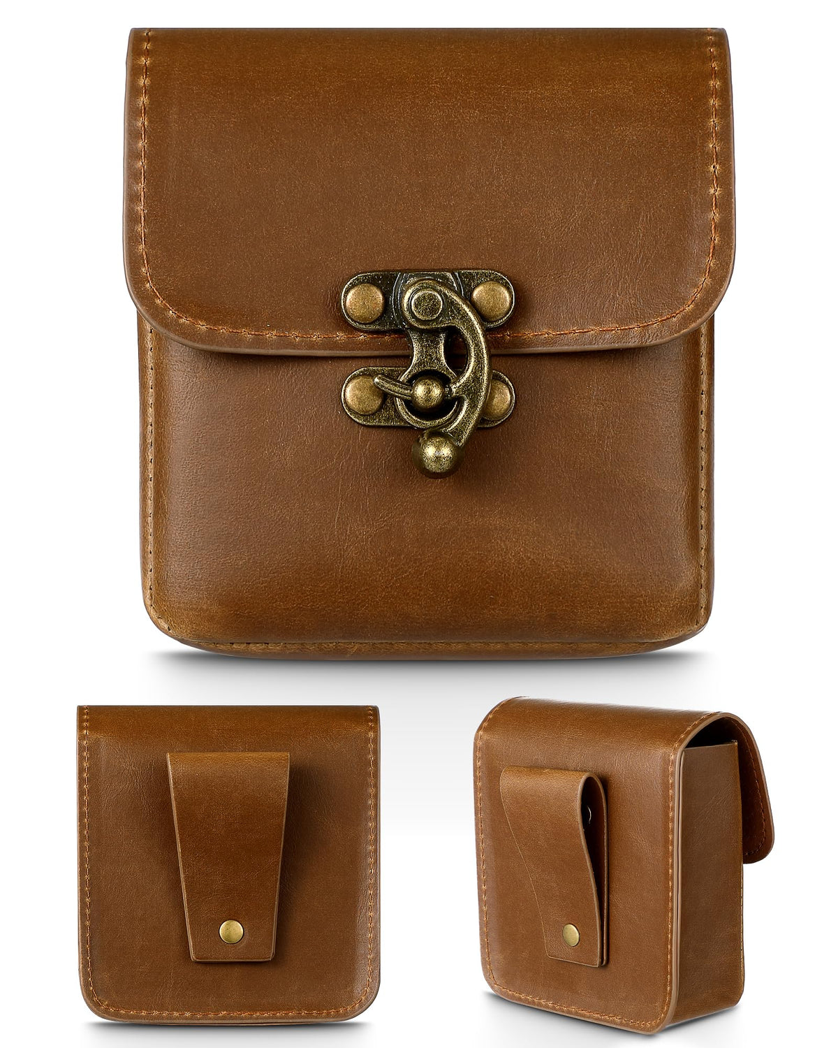 Silkfly Medieval Vintage Belt Pouch Leather Waist Bag Renaissance Accessories Steampunk Waist Fanny Pack for Casual Hiking (Brown,3.98 x 3.98 x 1.5 Inch)